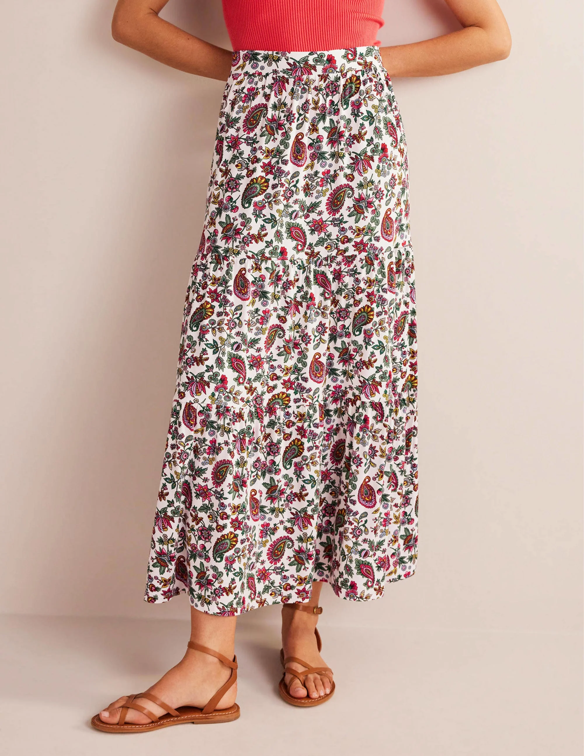 Jersey Maxi Skirt-Multi, Dandelion Paisley - Image 4