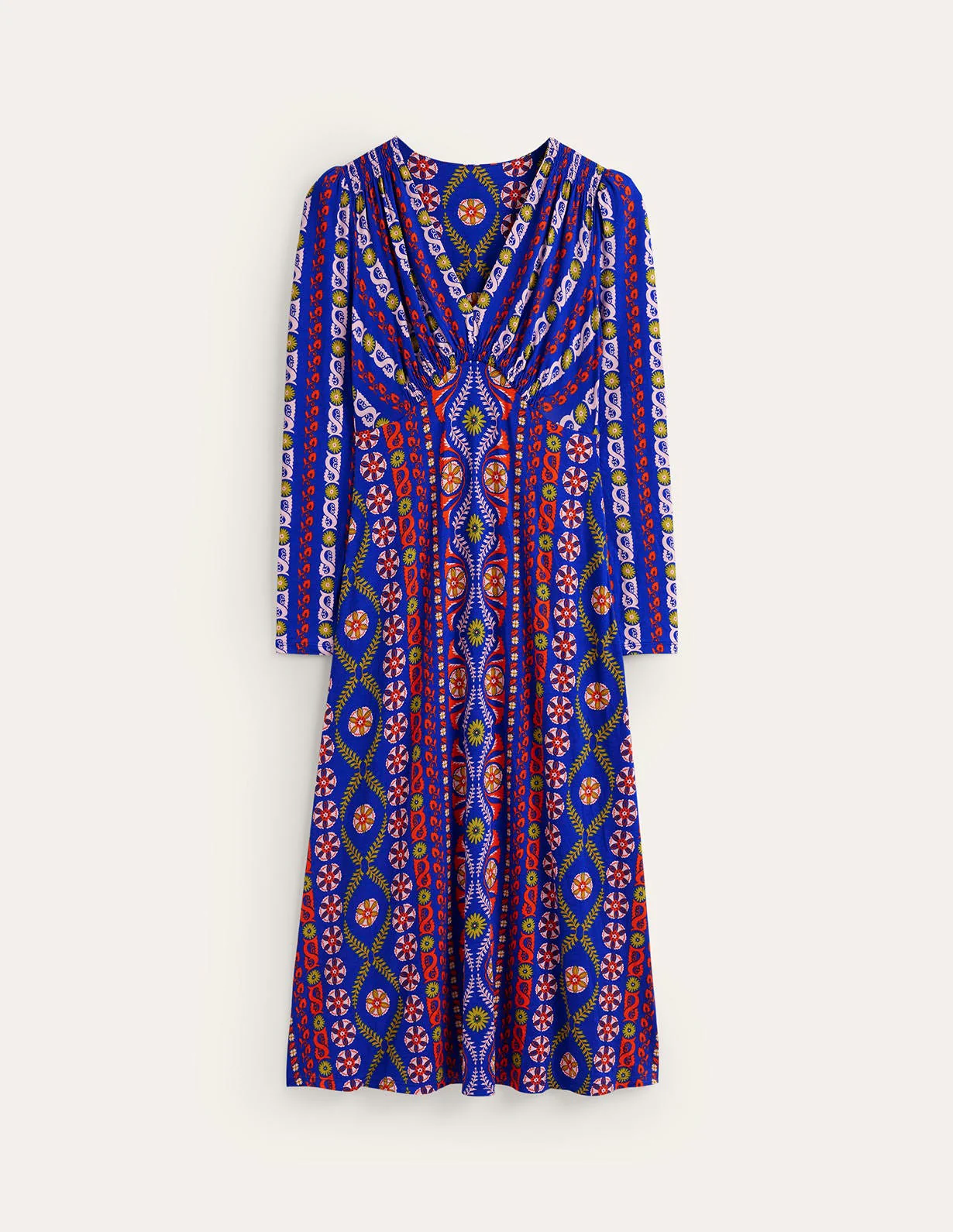 Jersey Midi Tea Dress-Surf the Web, Floret Stripe - Image 5