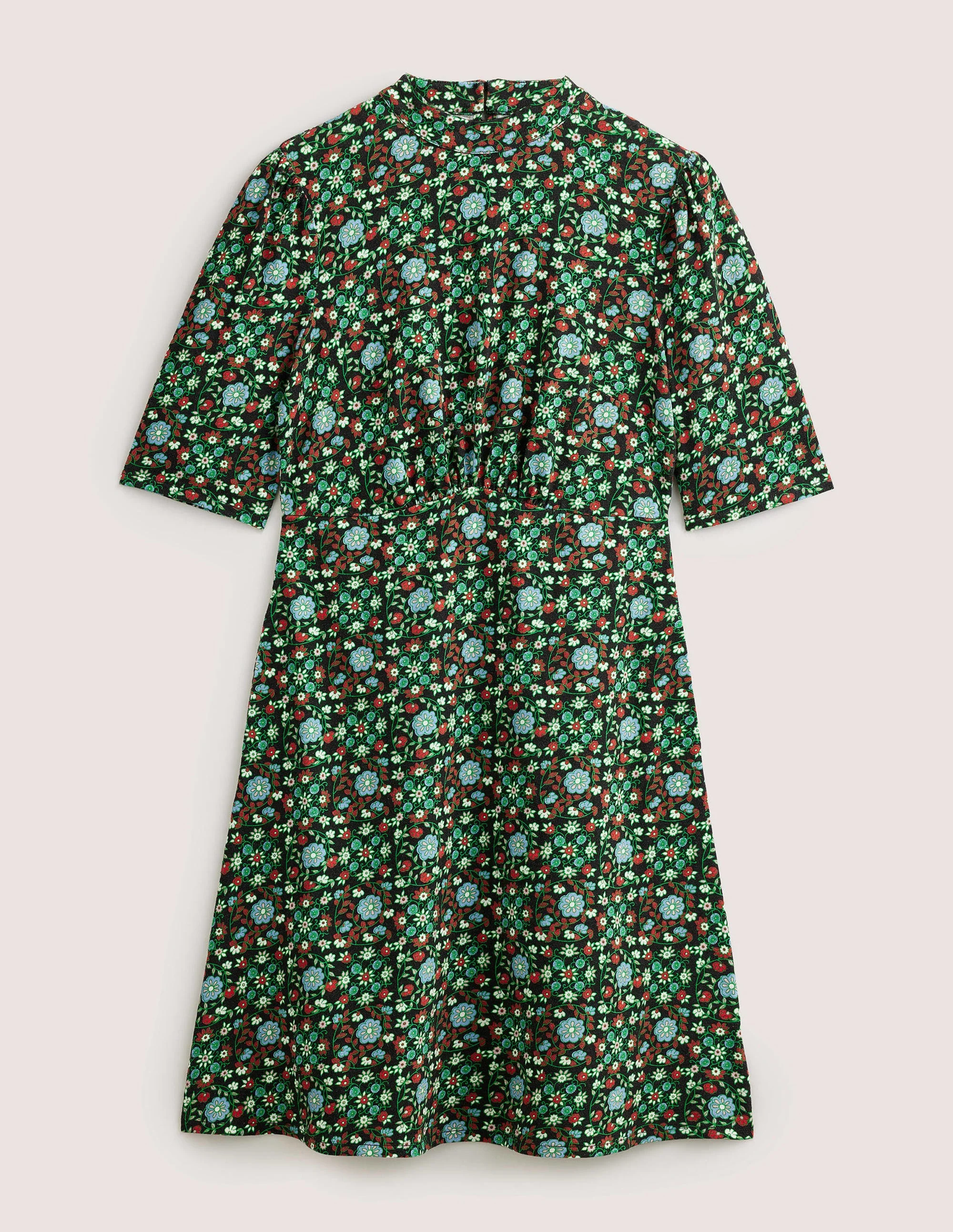 Jersey Mini Dress-Black, Gardenia Swirl - Image 6