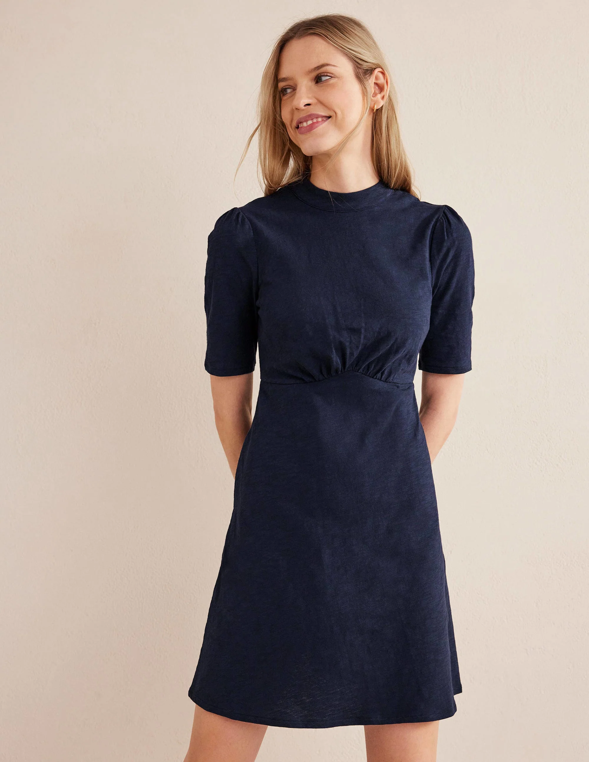 Jersey Mini Dress-Navy