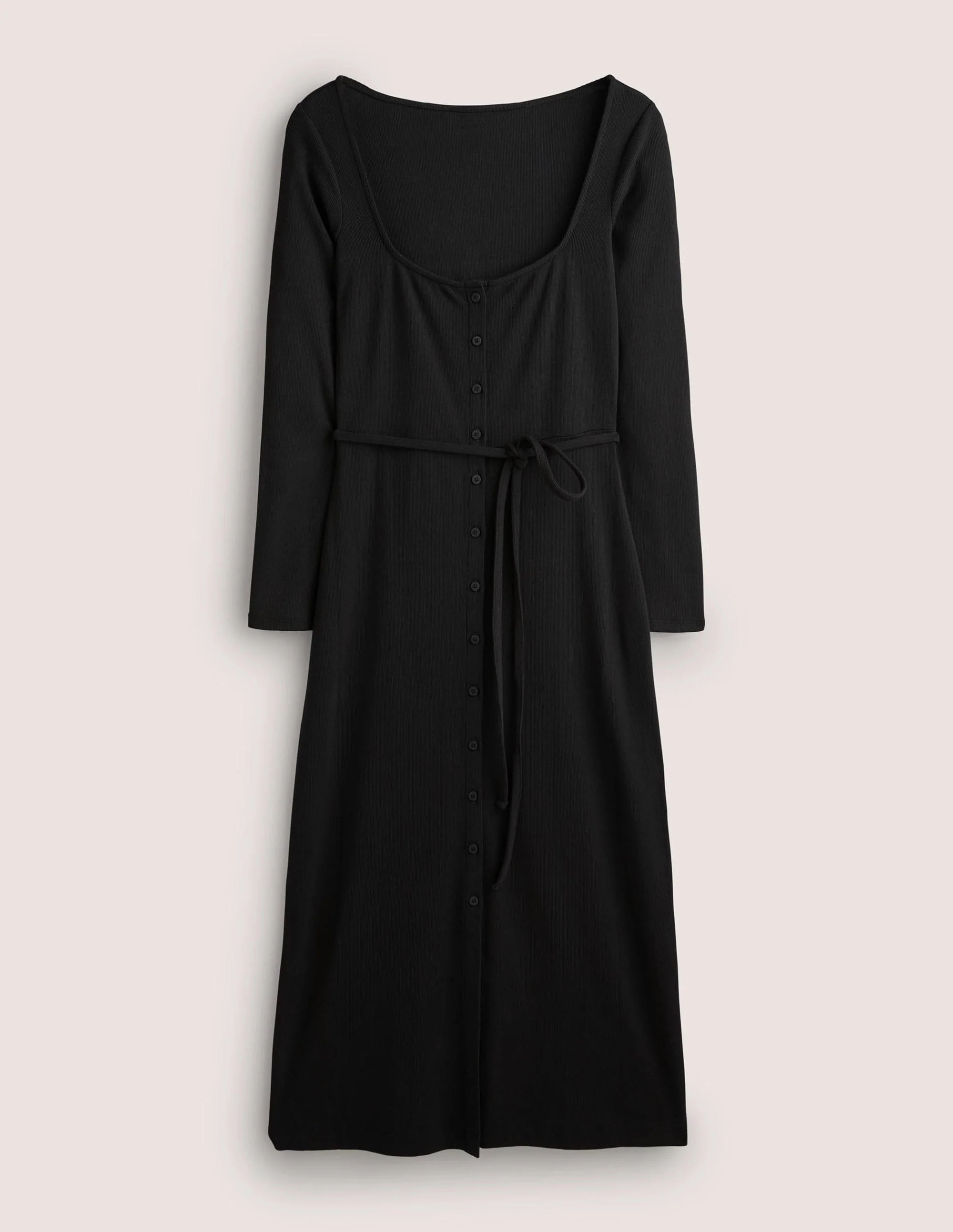 Jersey Rib Midi Dress-Black - Image 7
