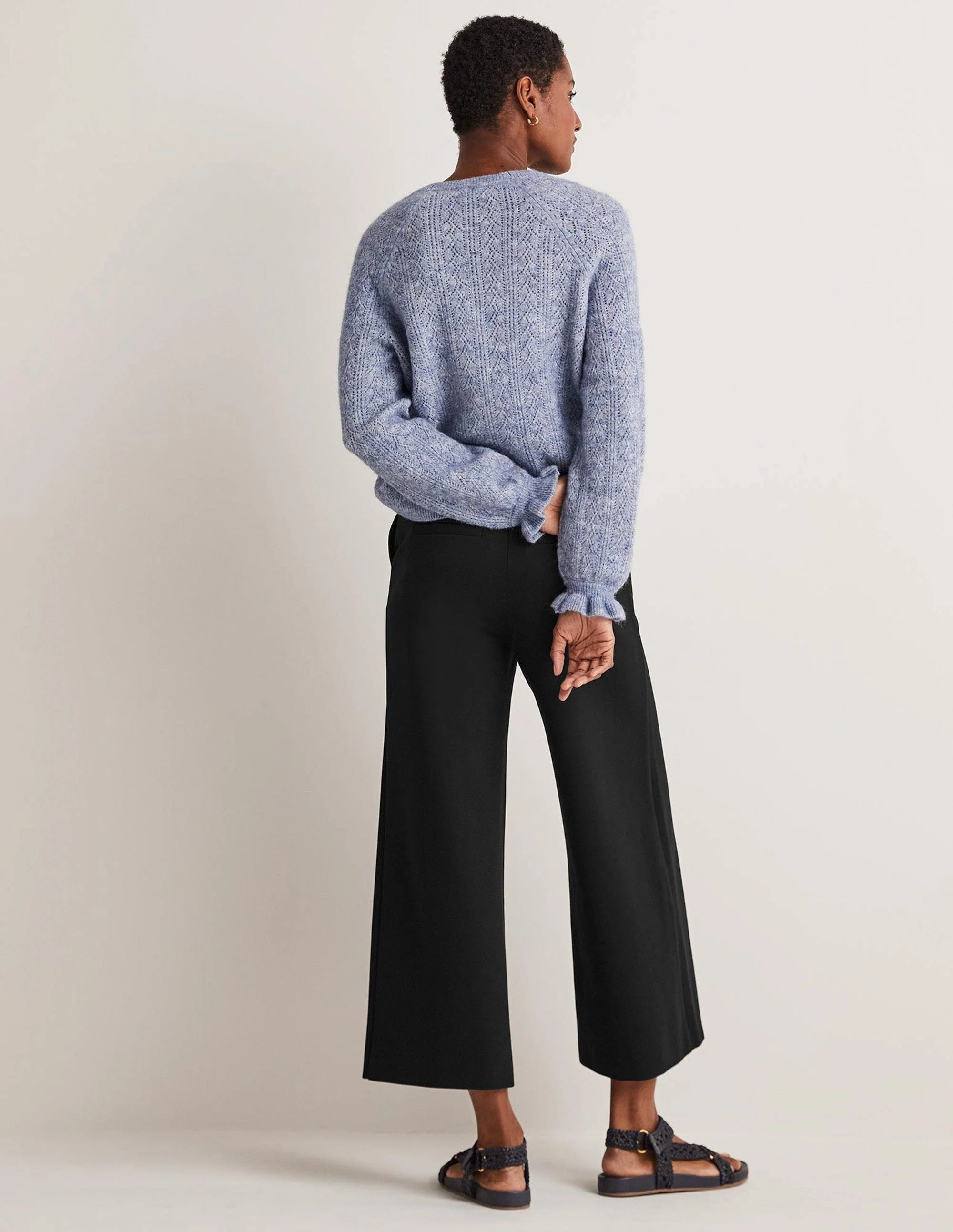 Jersey Wide Leg Culottes-Black - Image 3