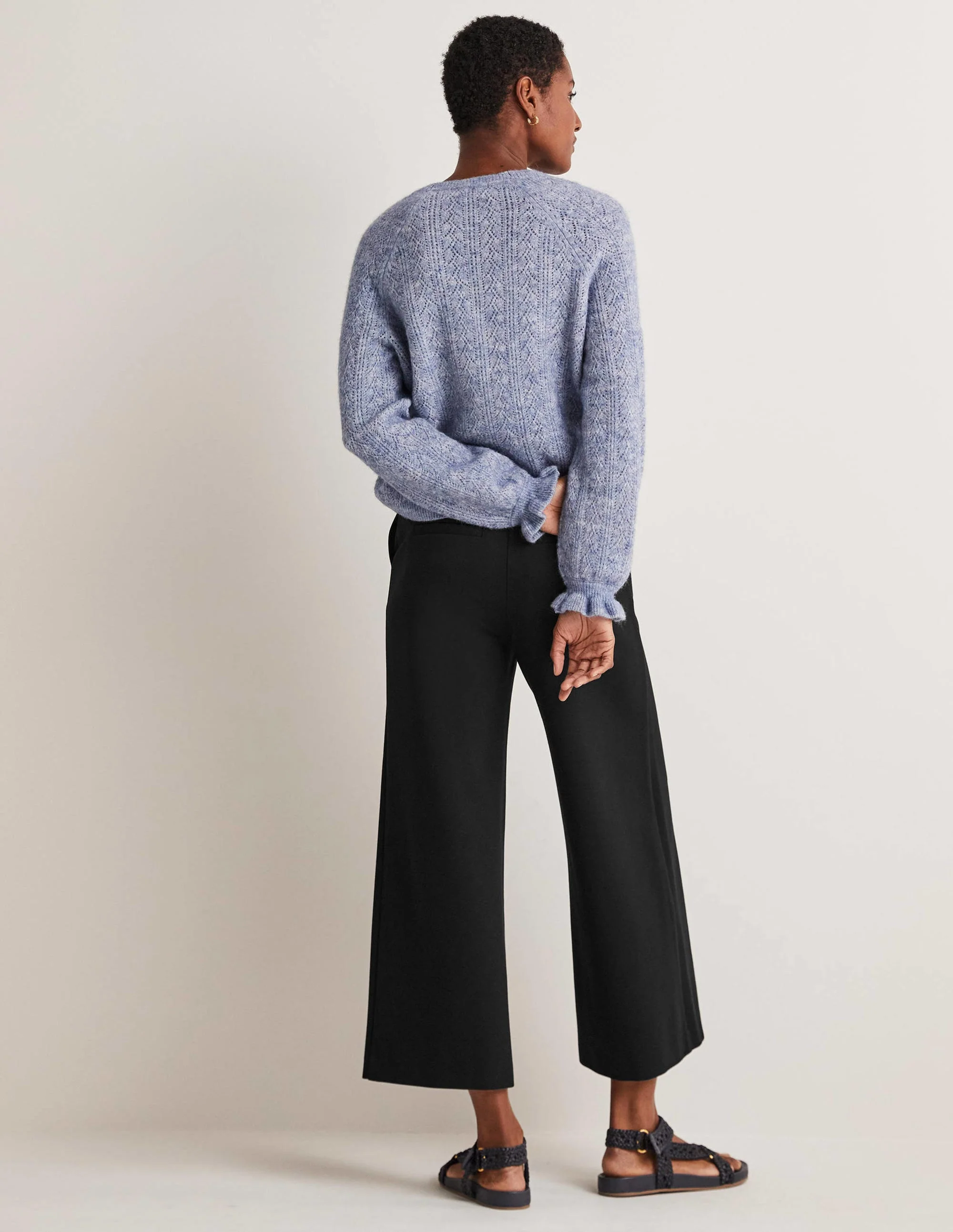 Jersey Wide Leg Culottes-Black - Image 7