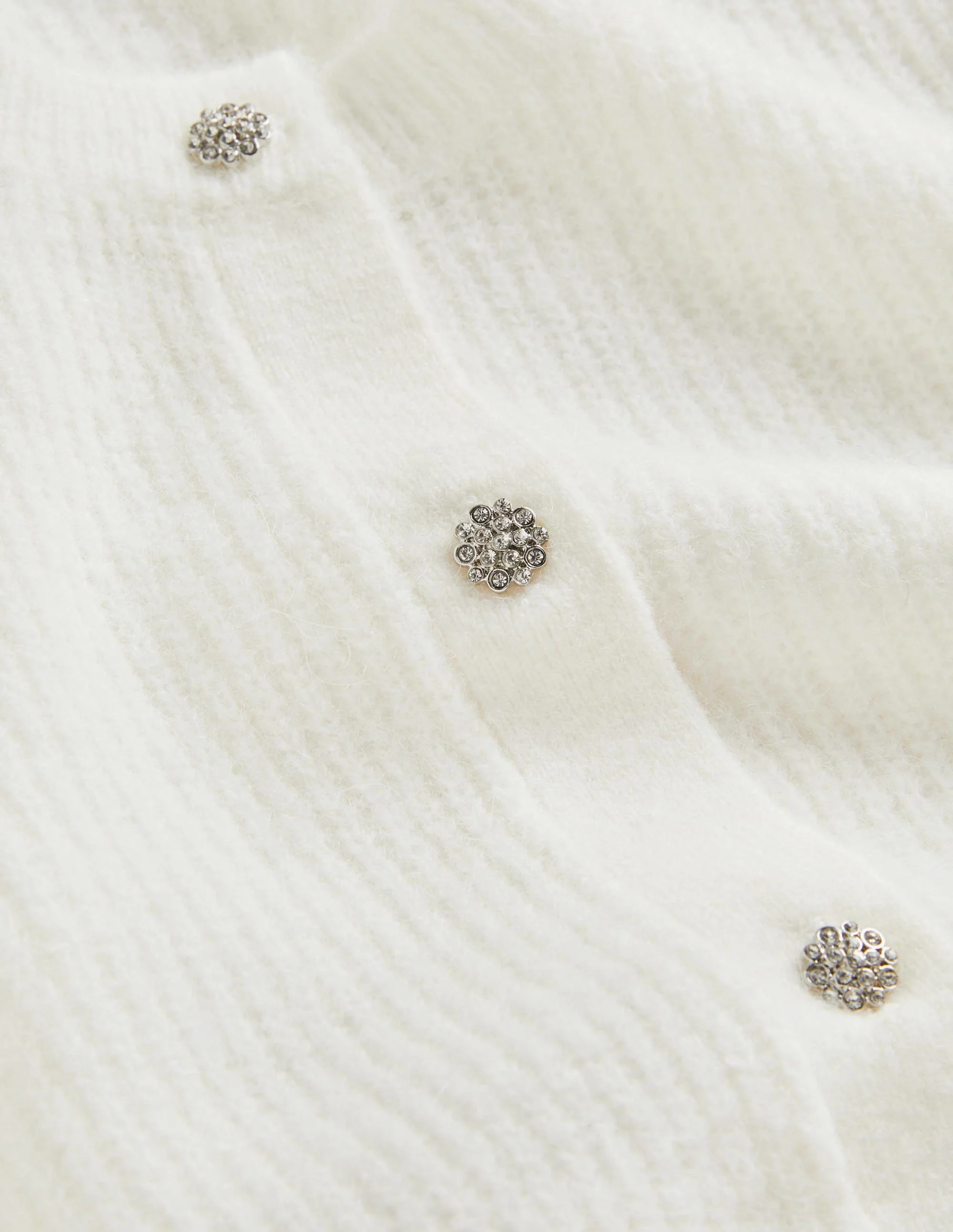 Jewel Button Fluffy Cardigan-Ivory - Image 5