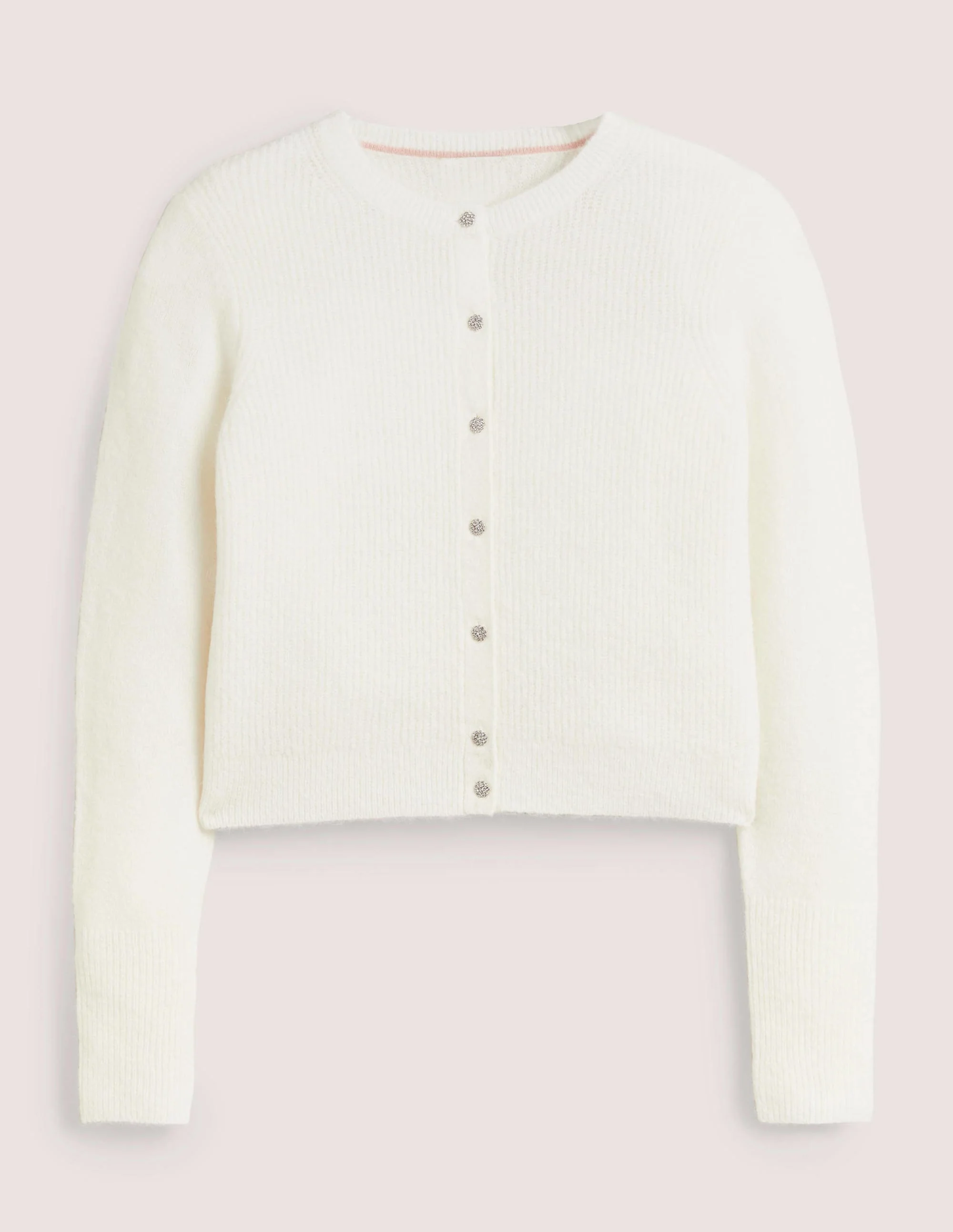 Jewel Button Fluffy Cardigan-Ivory - Image 6