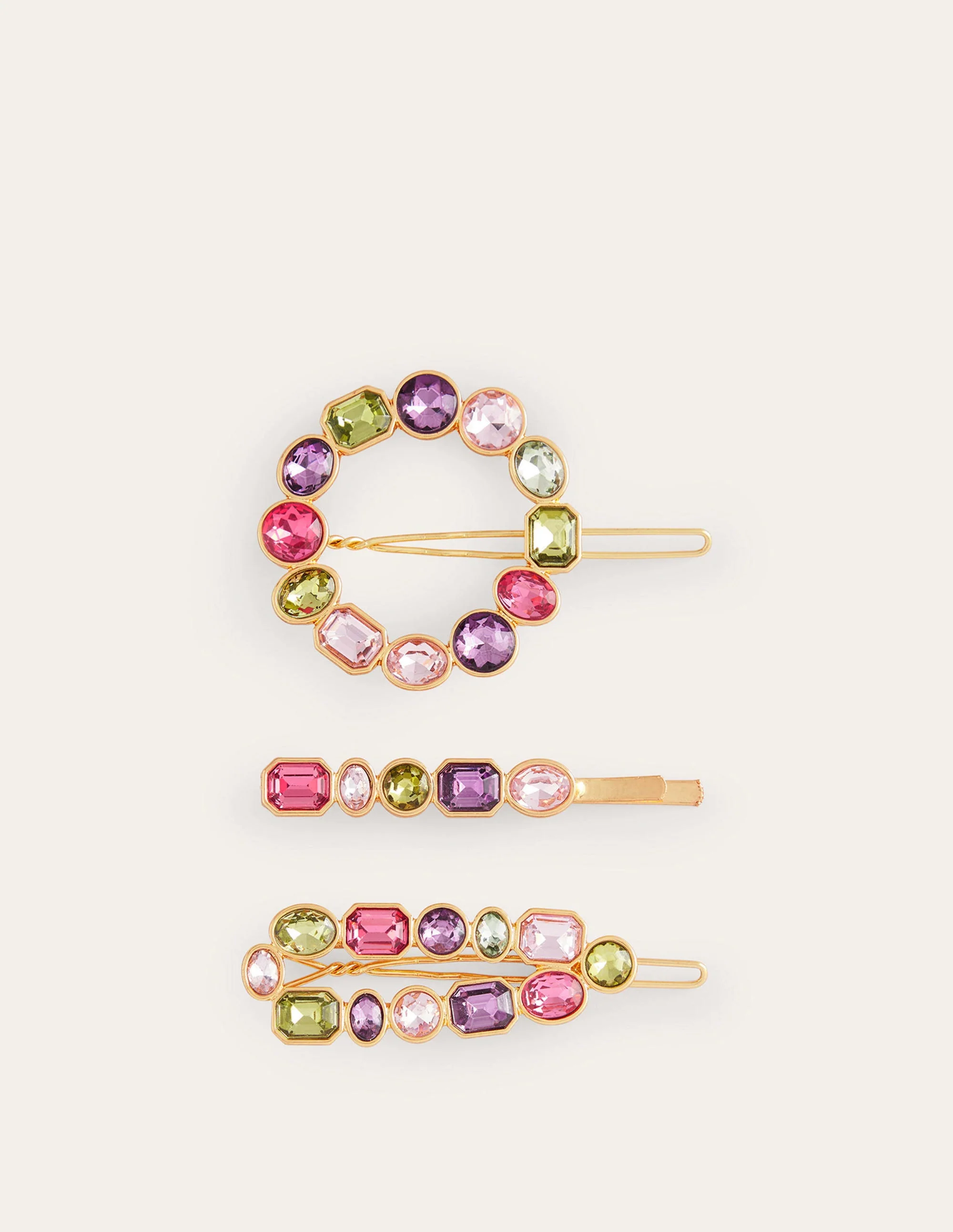 Jewelled Hair Slides-Multi Pink - Image 2