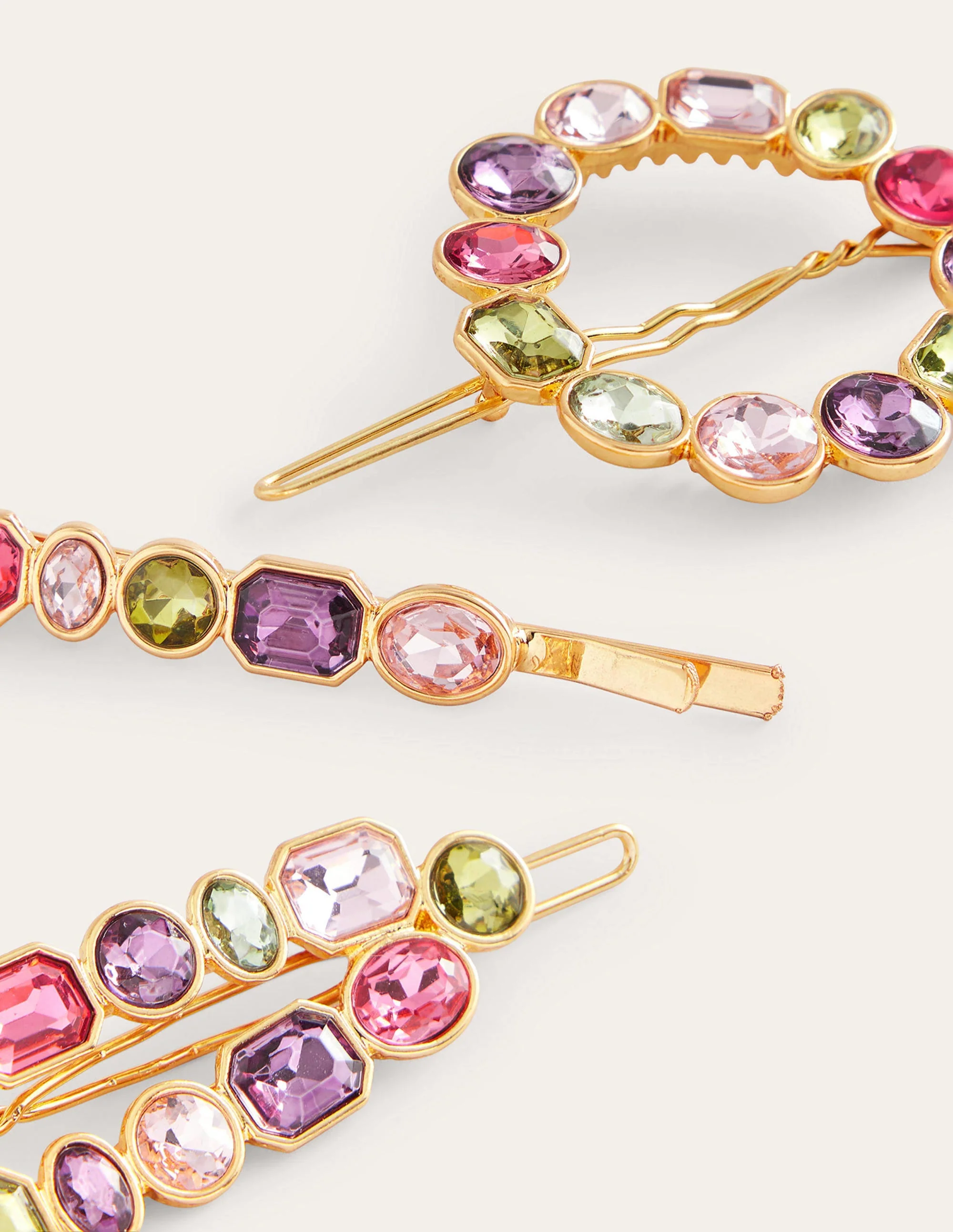 Jewelled Hair Slides-Multi Pink - Image 3