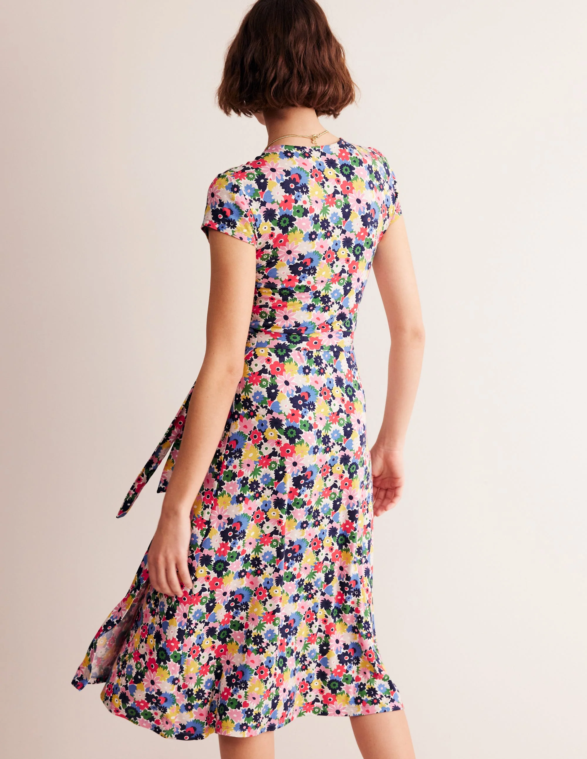 Joanna Cap Sleeve Wrap Dress-Multi, Paintbox Ditsy - Image 3