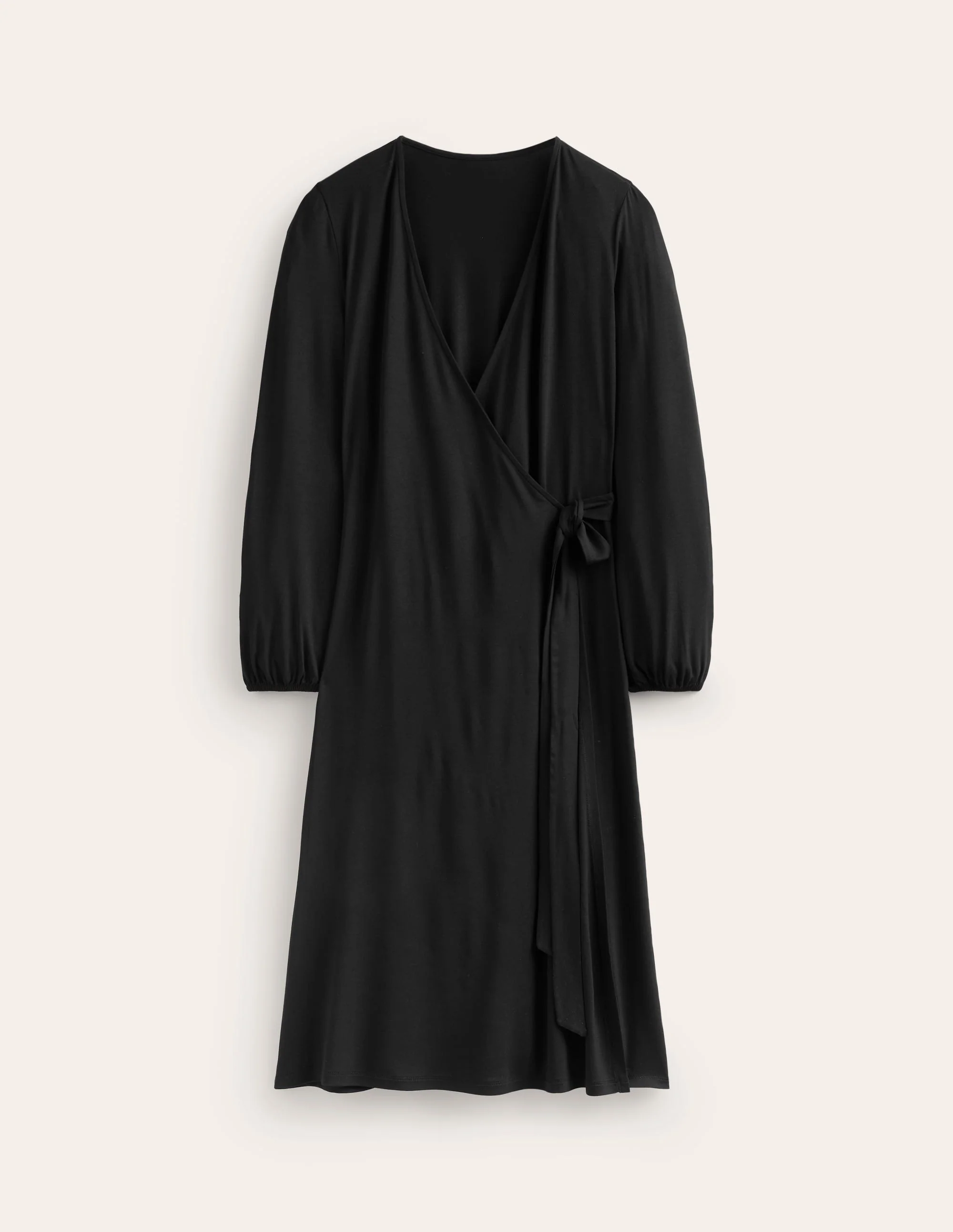 Joanna Jersey Midi Wrap Dress-Black - Image 5