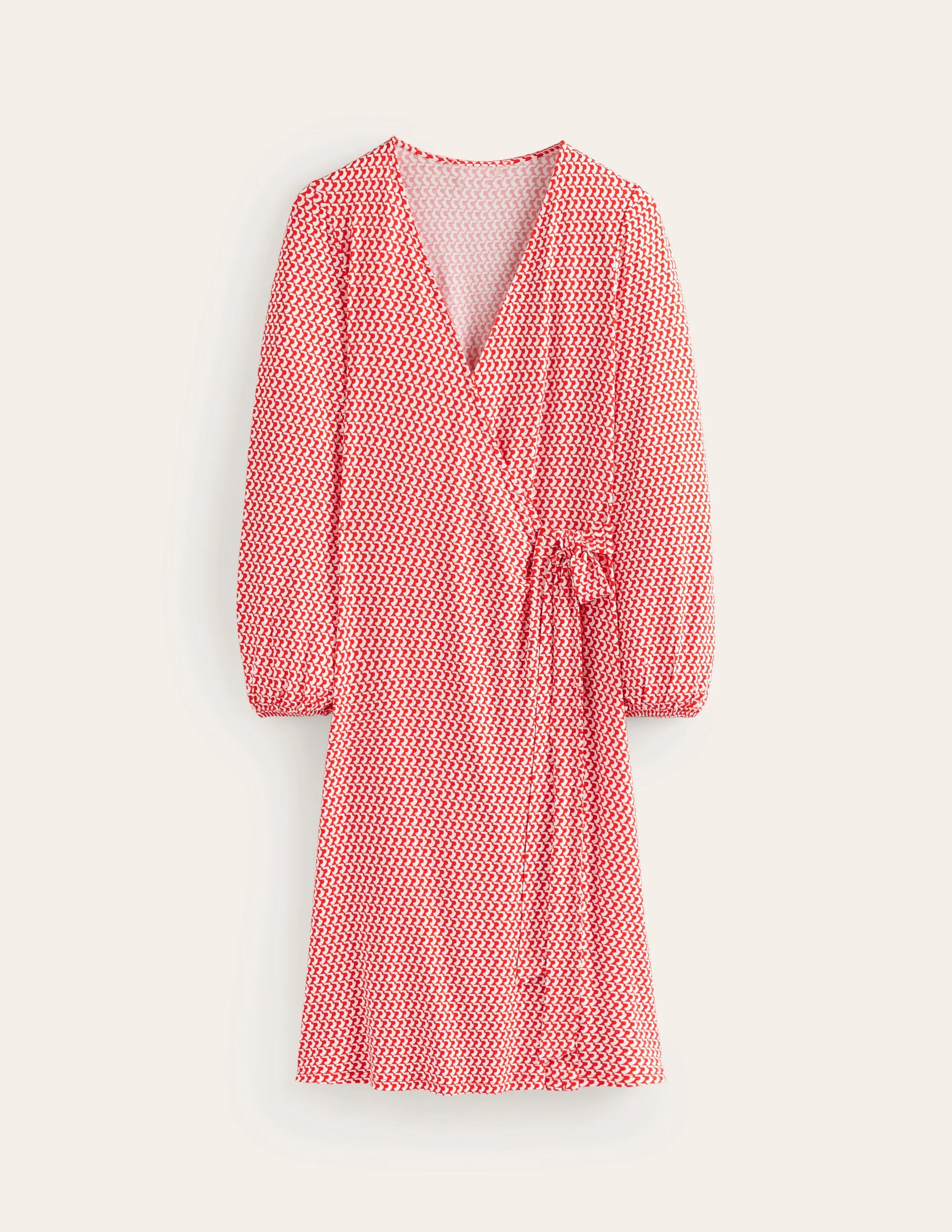 Joanna Jersey Midi Wrap Dress-Flame Scarlet, Arc Geo - Image 6