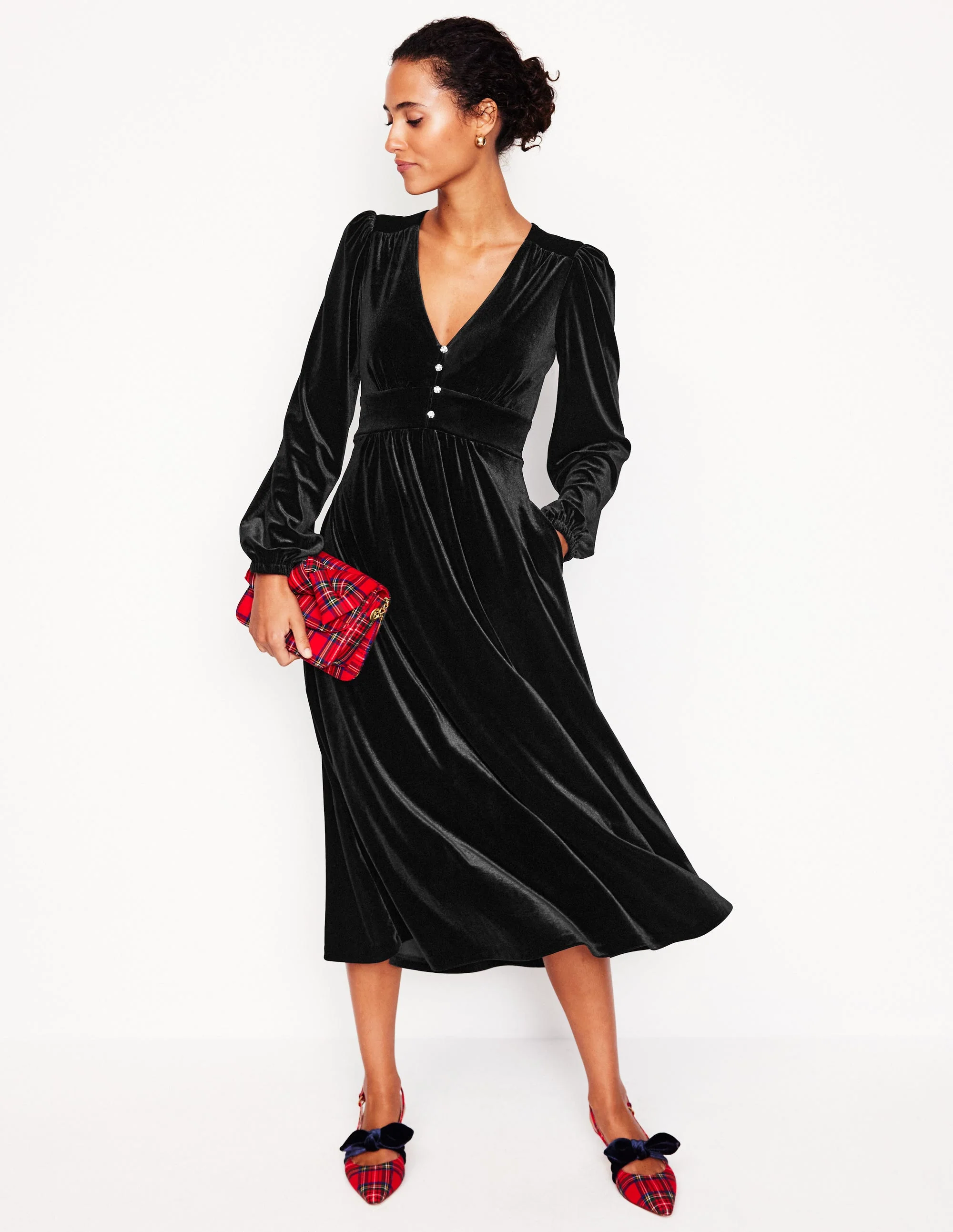 Jocelyn Velvet Tea Dress-Black - Image 4
