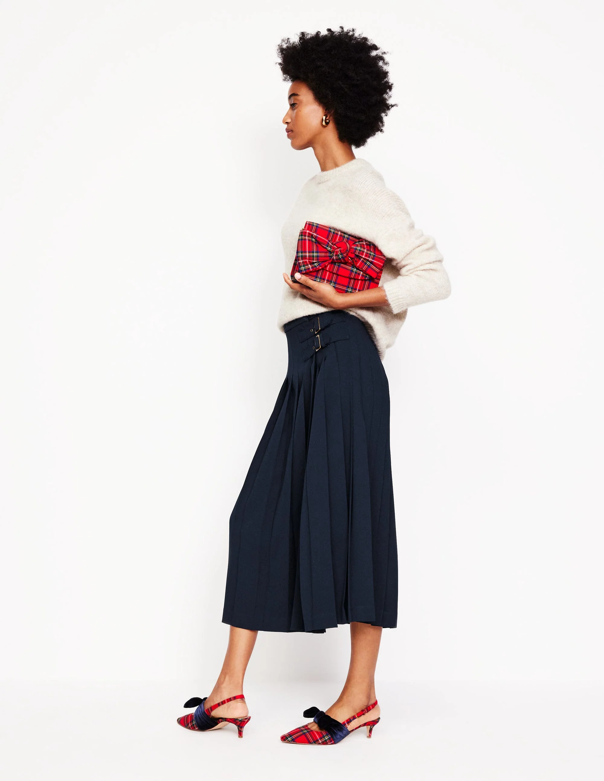Josephine Midi Kilt-Navy - Image 5