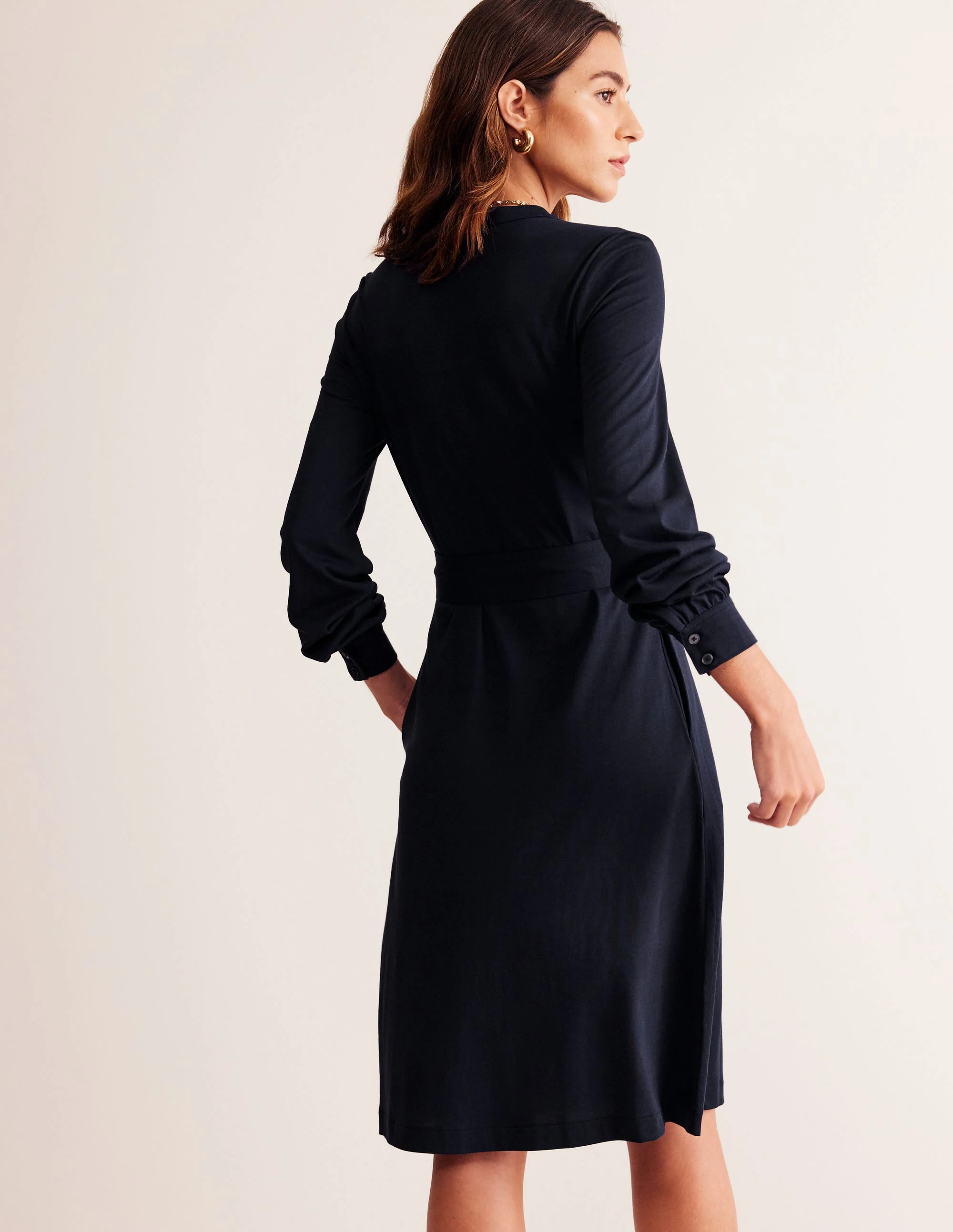 Julia Jersey Shirt Dress-Navy - Image 3