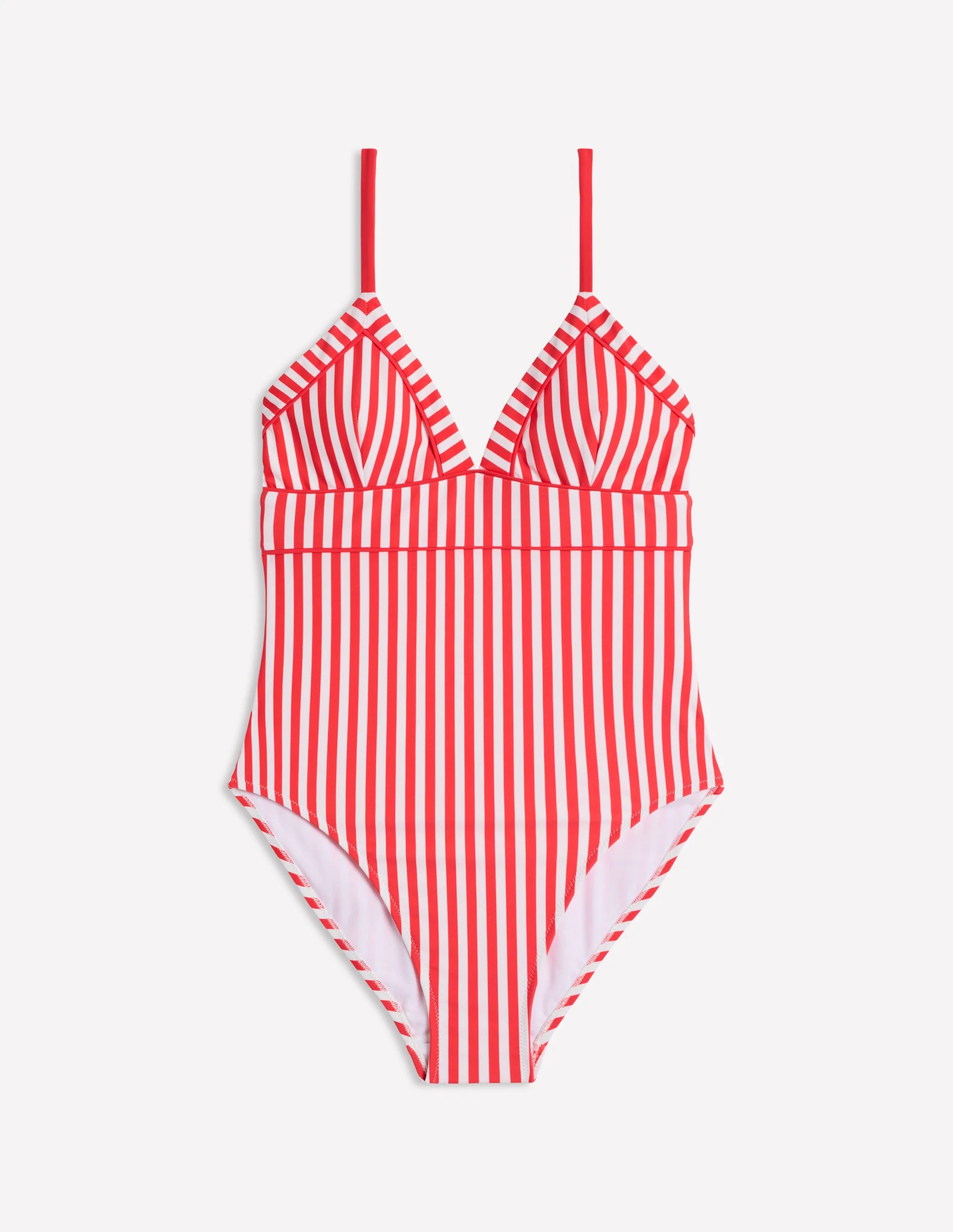 Kasos String V Neck Swimsuit-Coral Punch/ Ivory Stripe - Image 8
