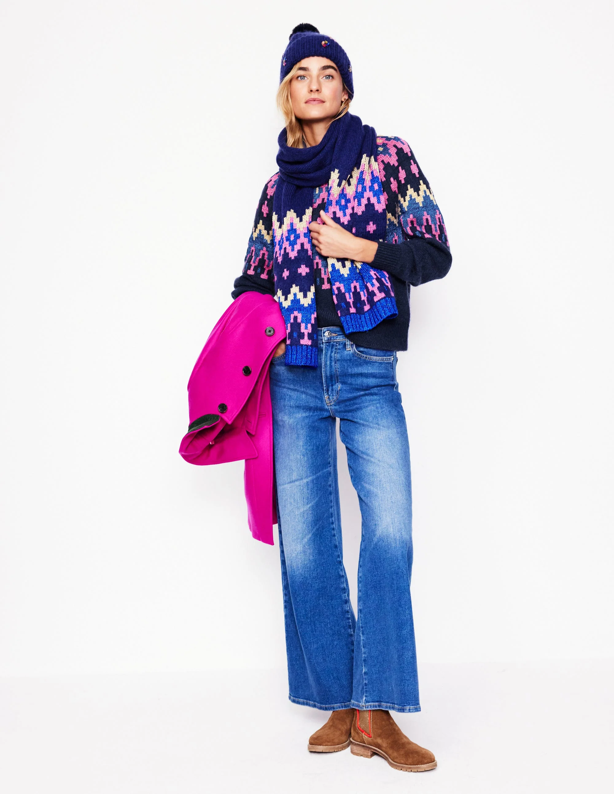 Kat Sparkly Fair Isle Sweater-Navy - Image 4