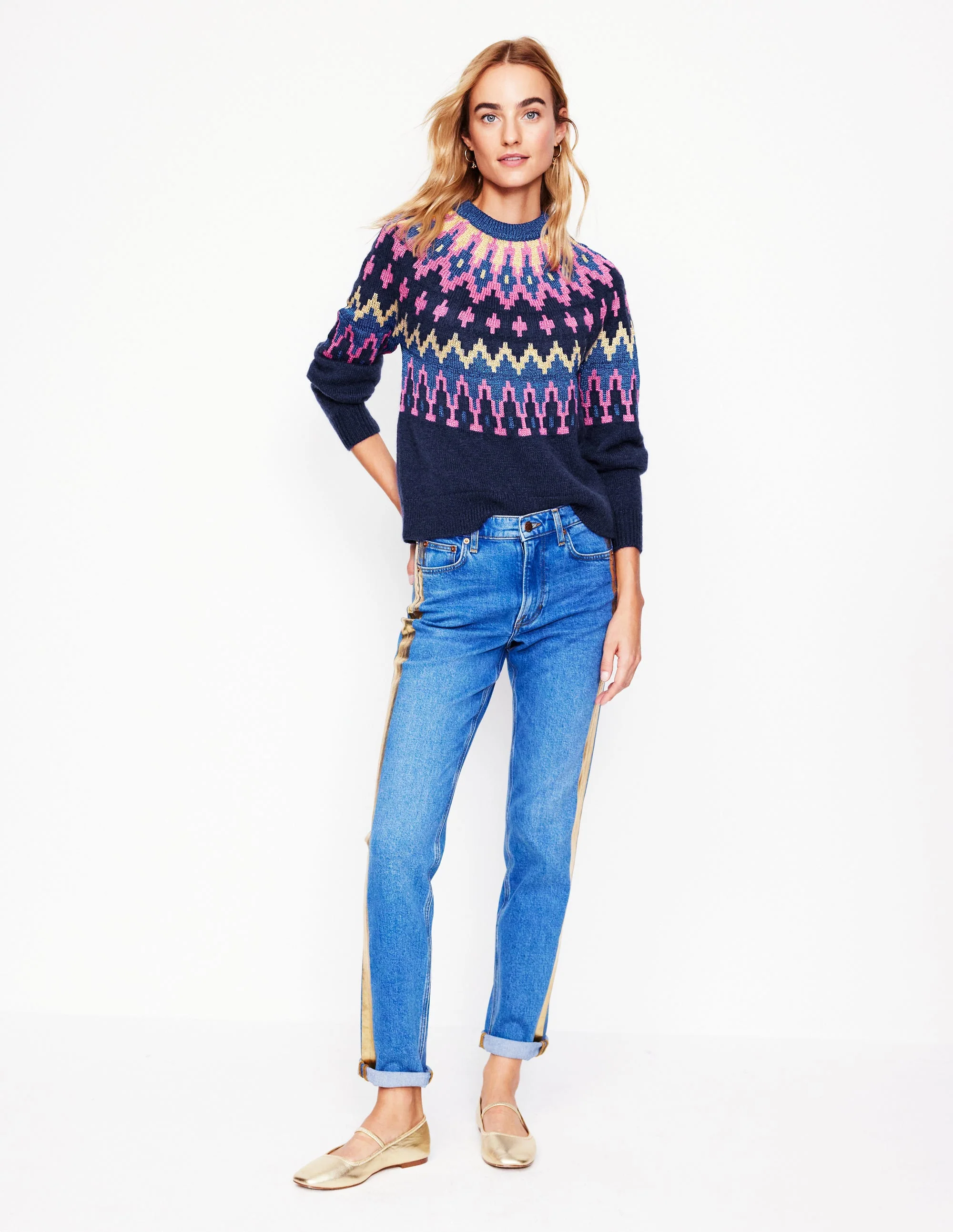 Kat Sparkly Fair Isle Sweater-Navy - Image 5