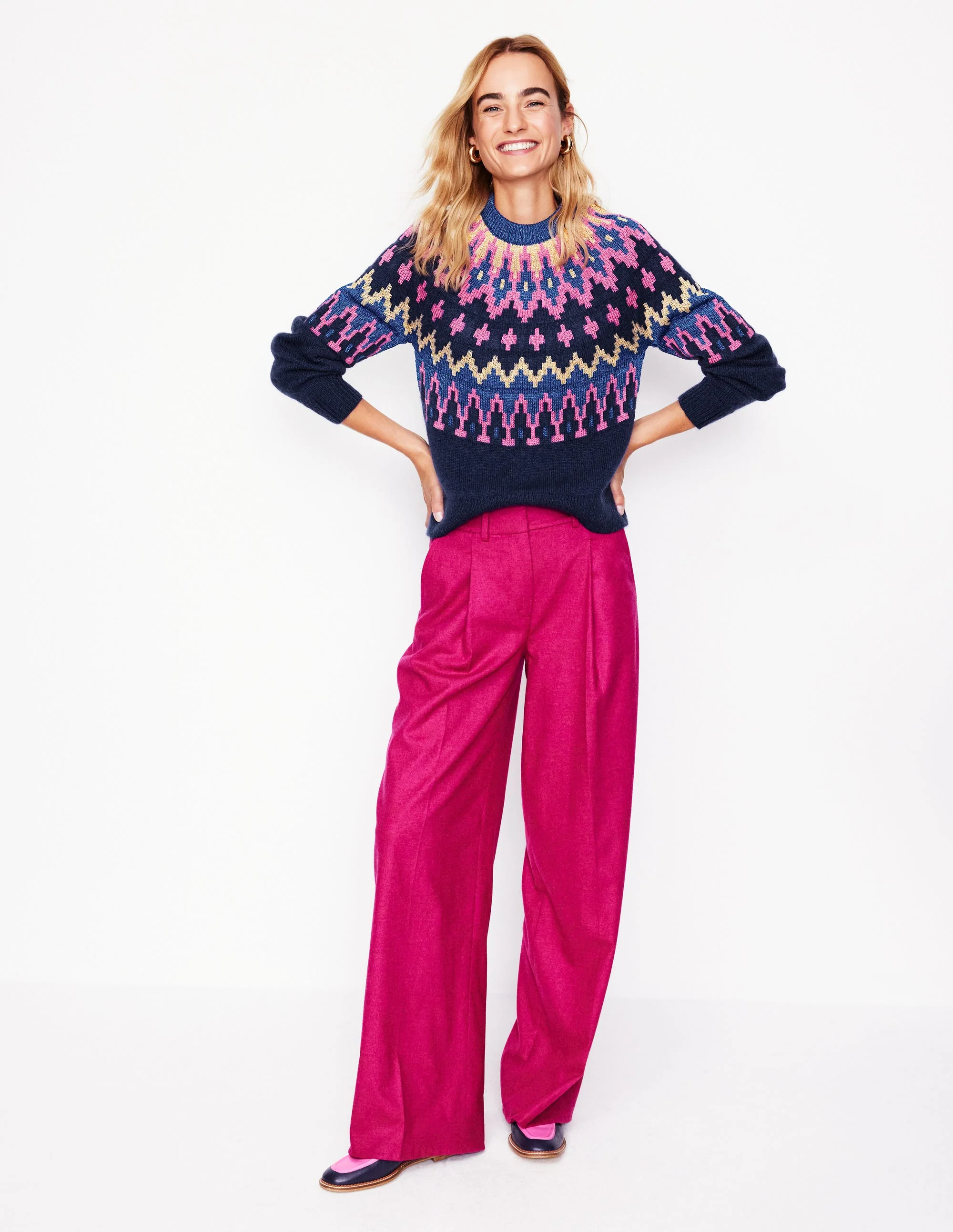 Kat Sparkly Fair Isle Sweater-Navy - Image 6