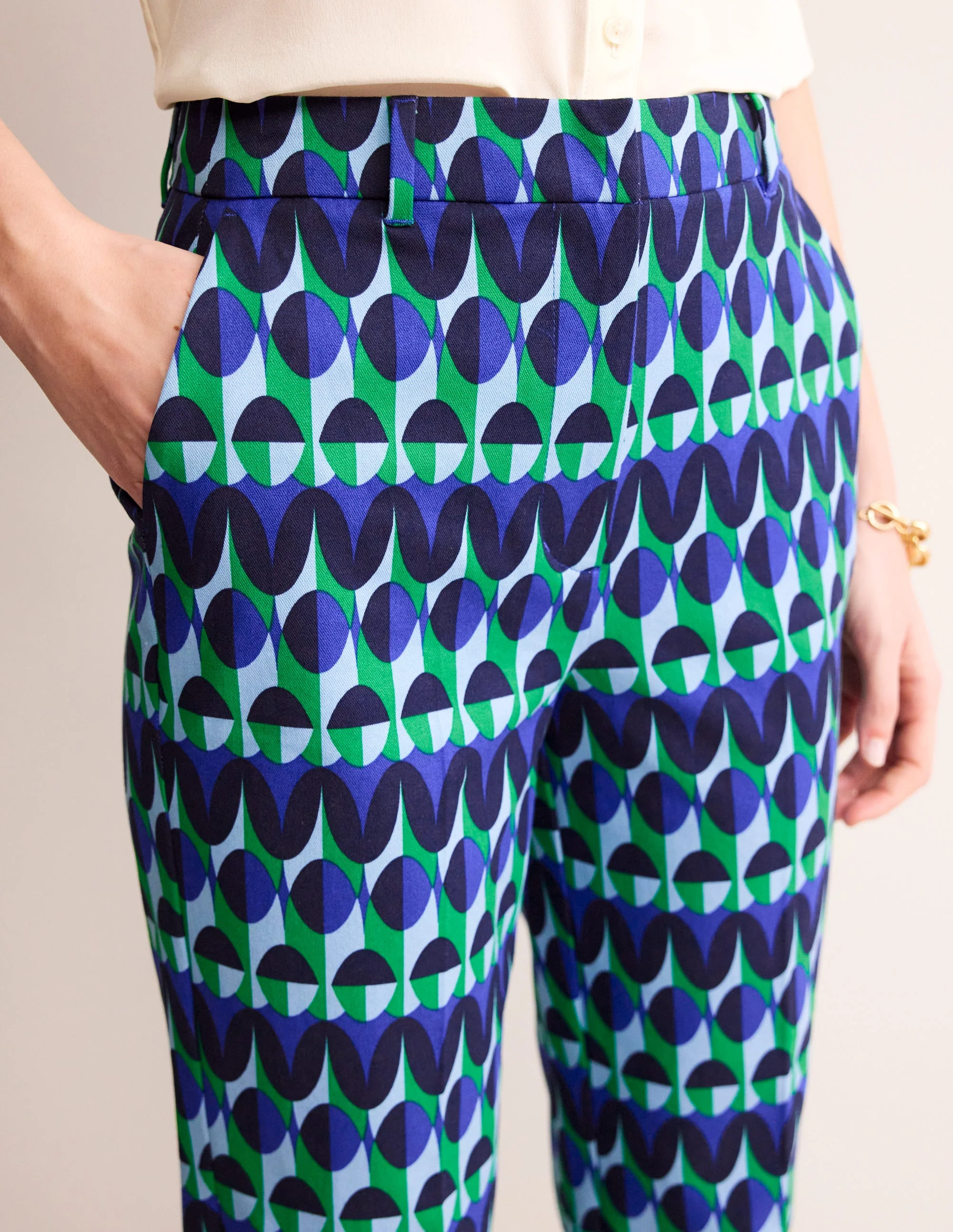 Kew Printed Pants-Blue, Abstract Illusion - Image 2