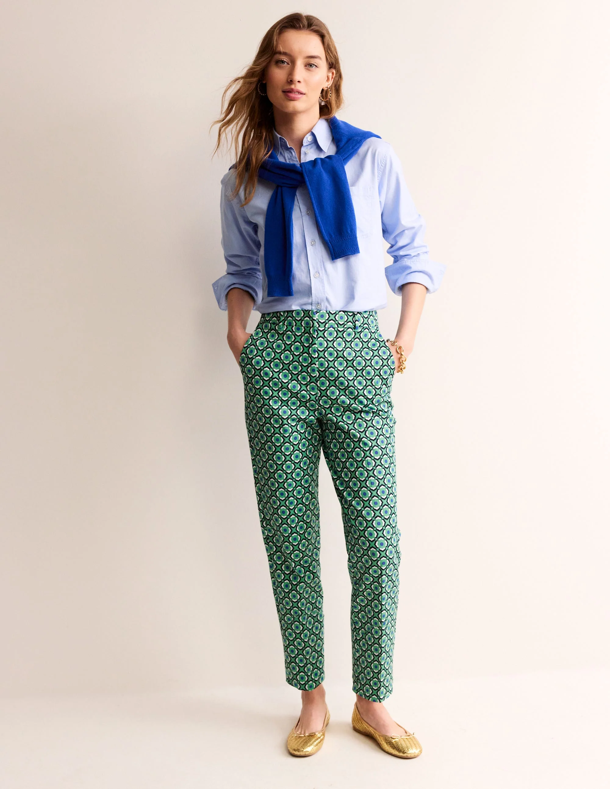 Kew Printed Pants-Ming Green, Geo Pome