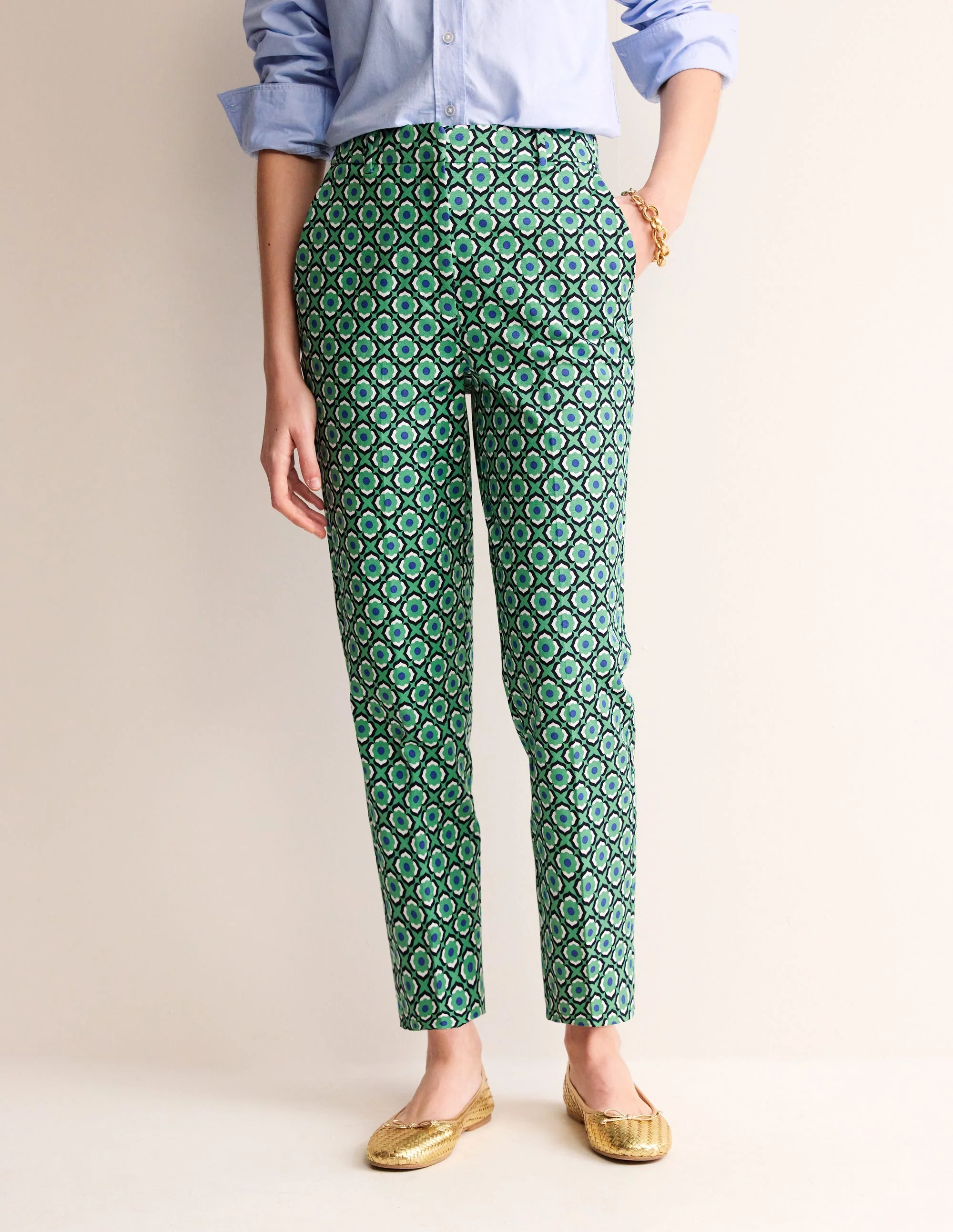 Kew Printed Pants-Ming Green, Geo Pome - Image 4
