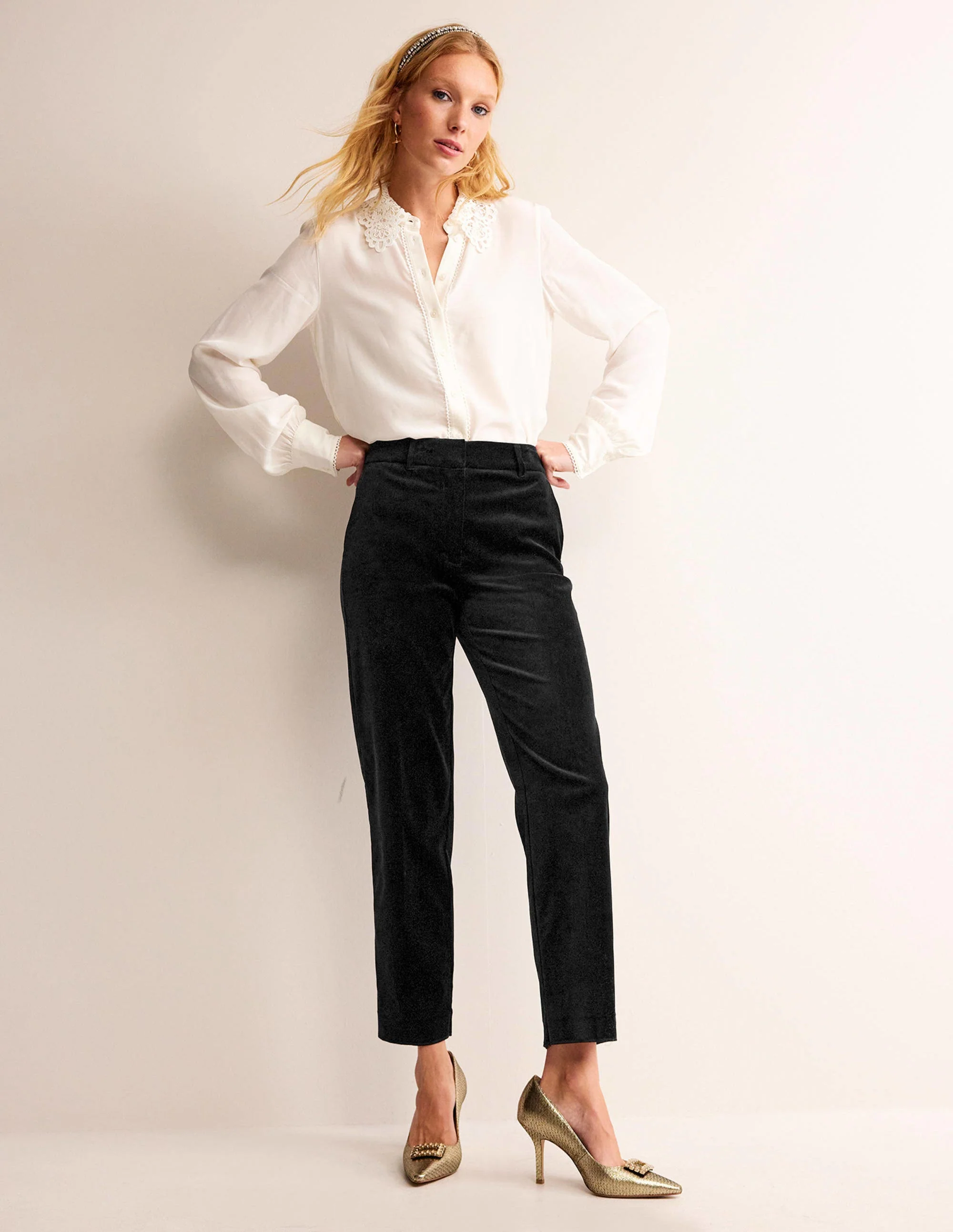 Kew Velvet Pants-Black