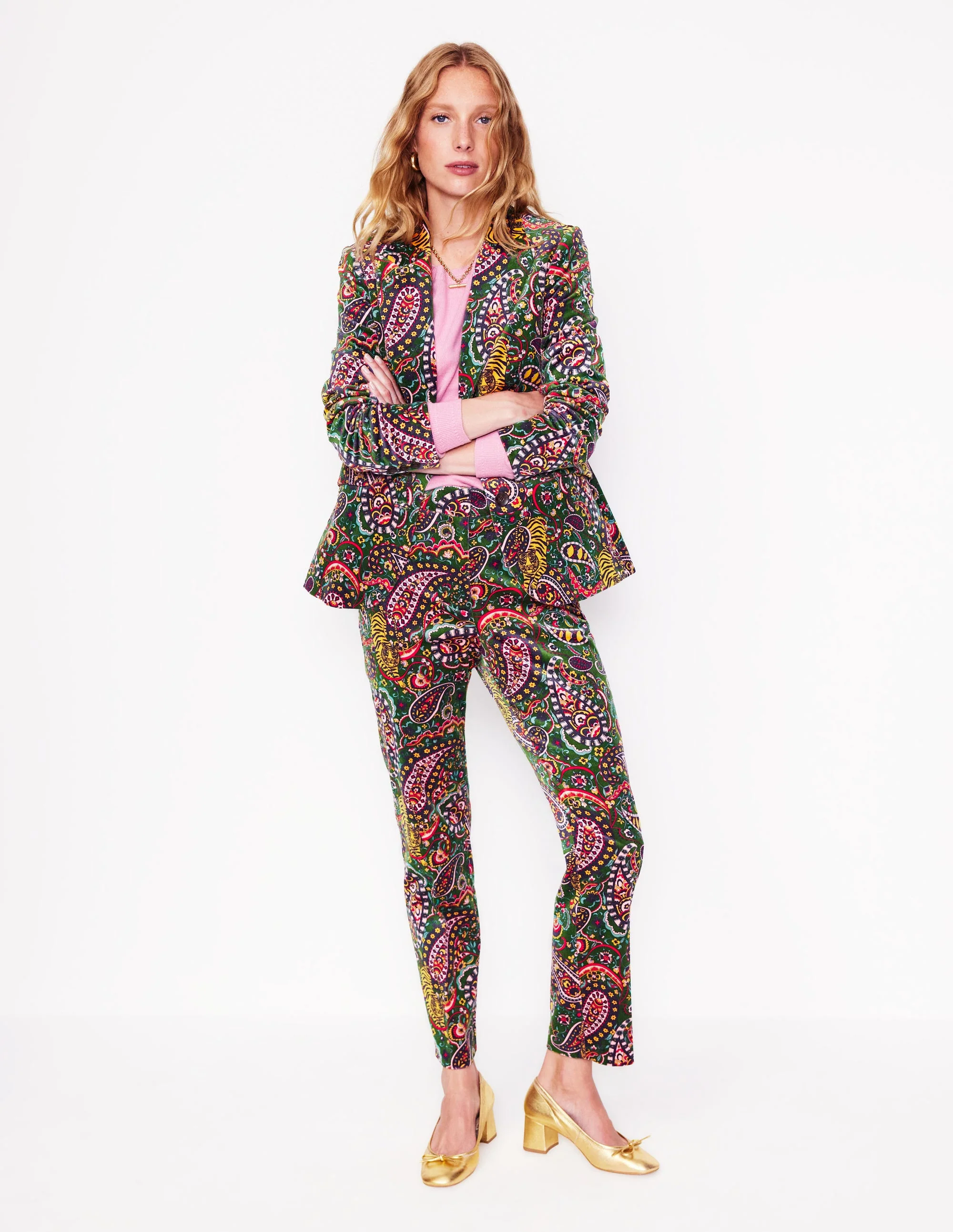 Kew Velvet Pants-Eden, Tiger Bloom