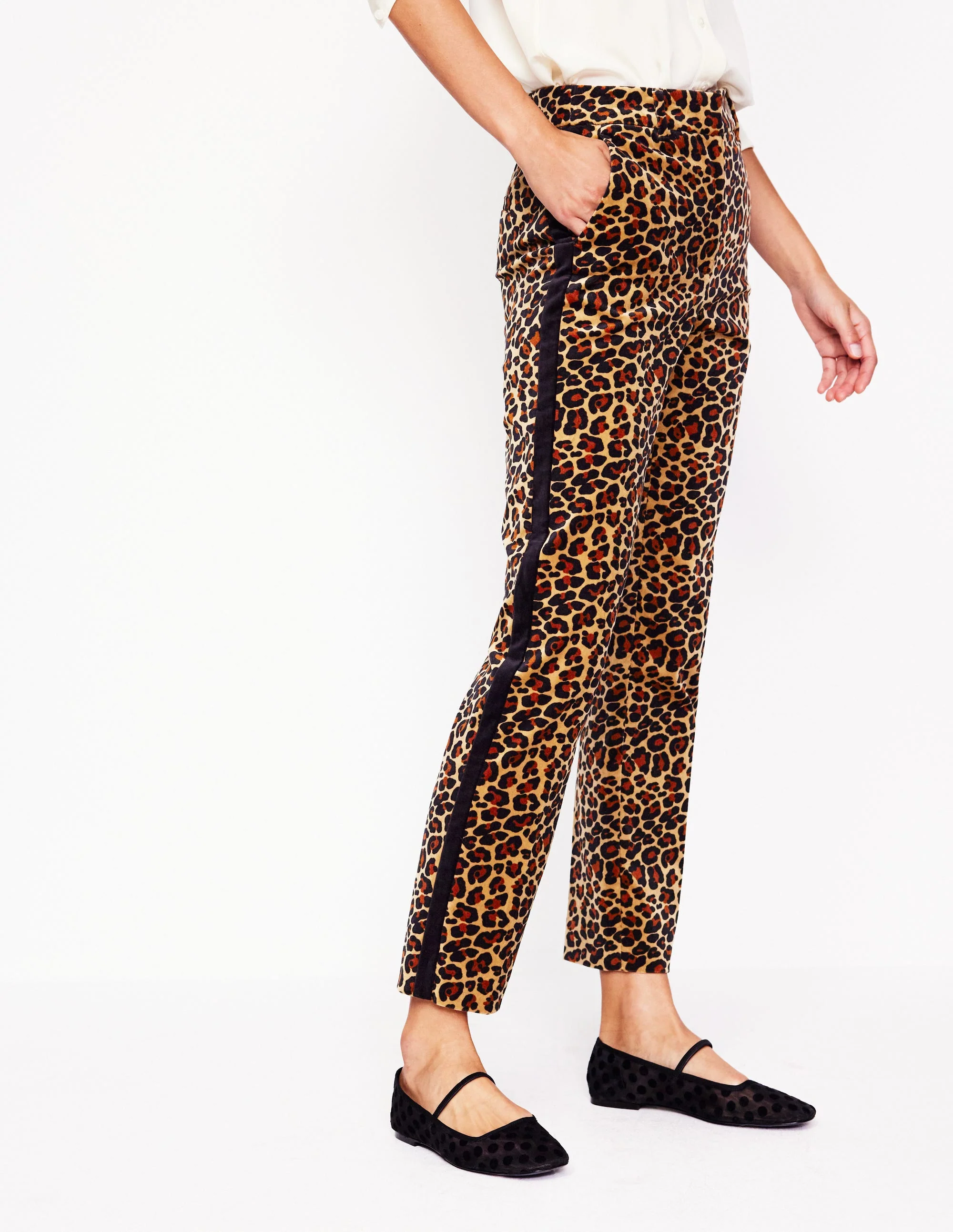 Kew Velvet Pants-Leopard, Black Side Stripe - Image 5