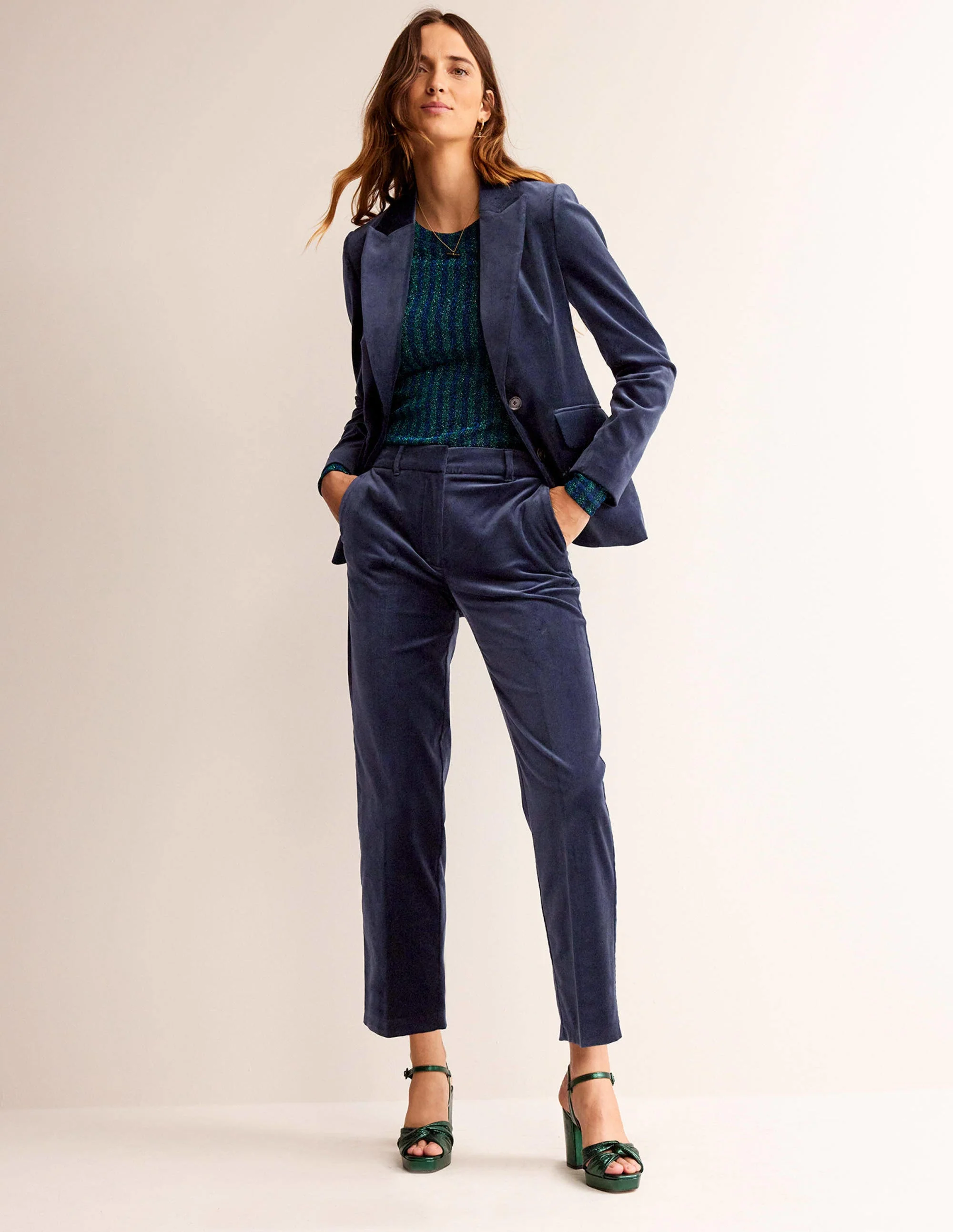 Kew Velvet Pants-Navy