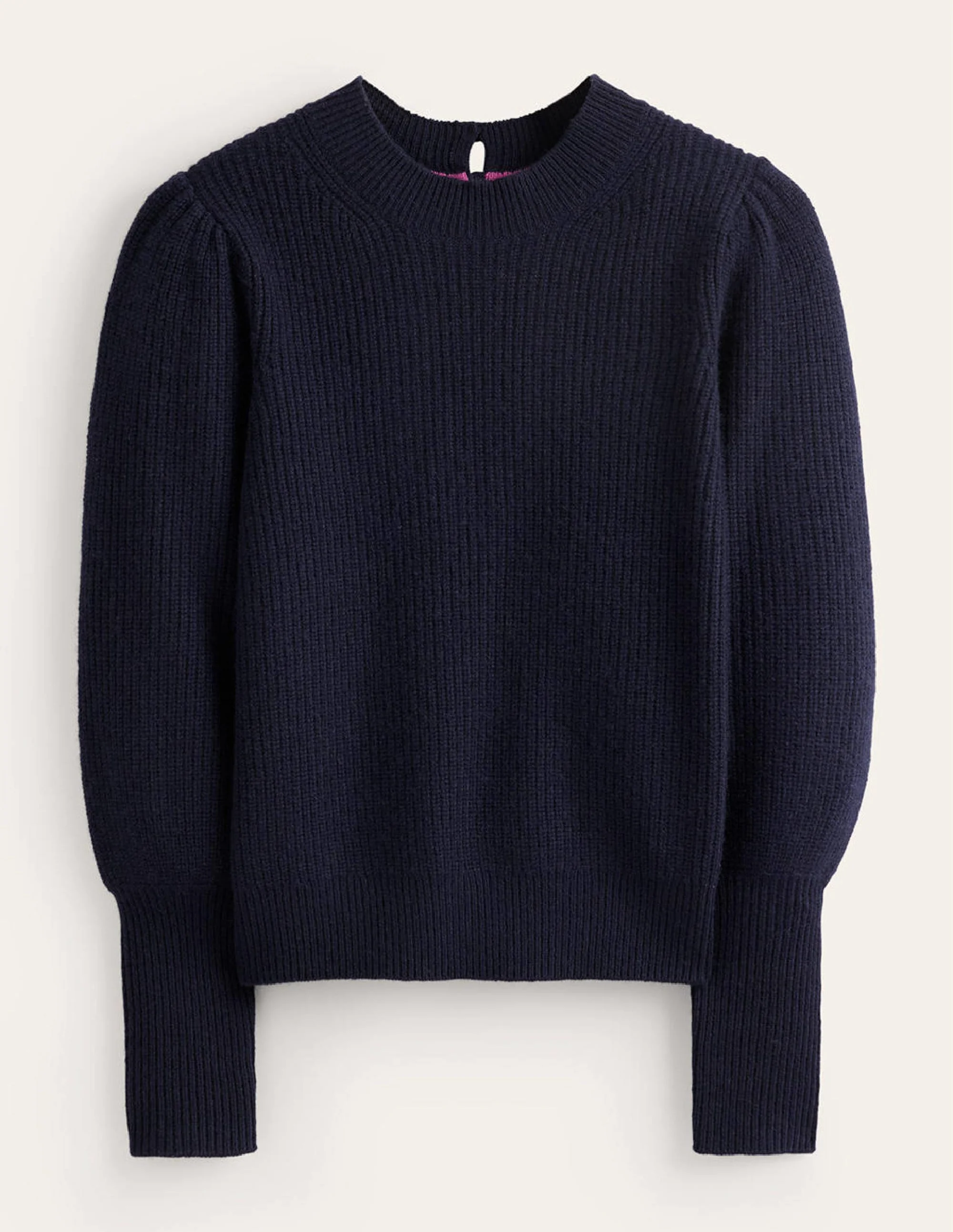 Key Hole Cashmere Sweater-Navy - Image 5