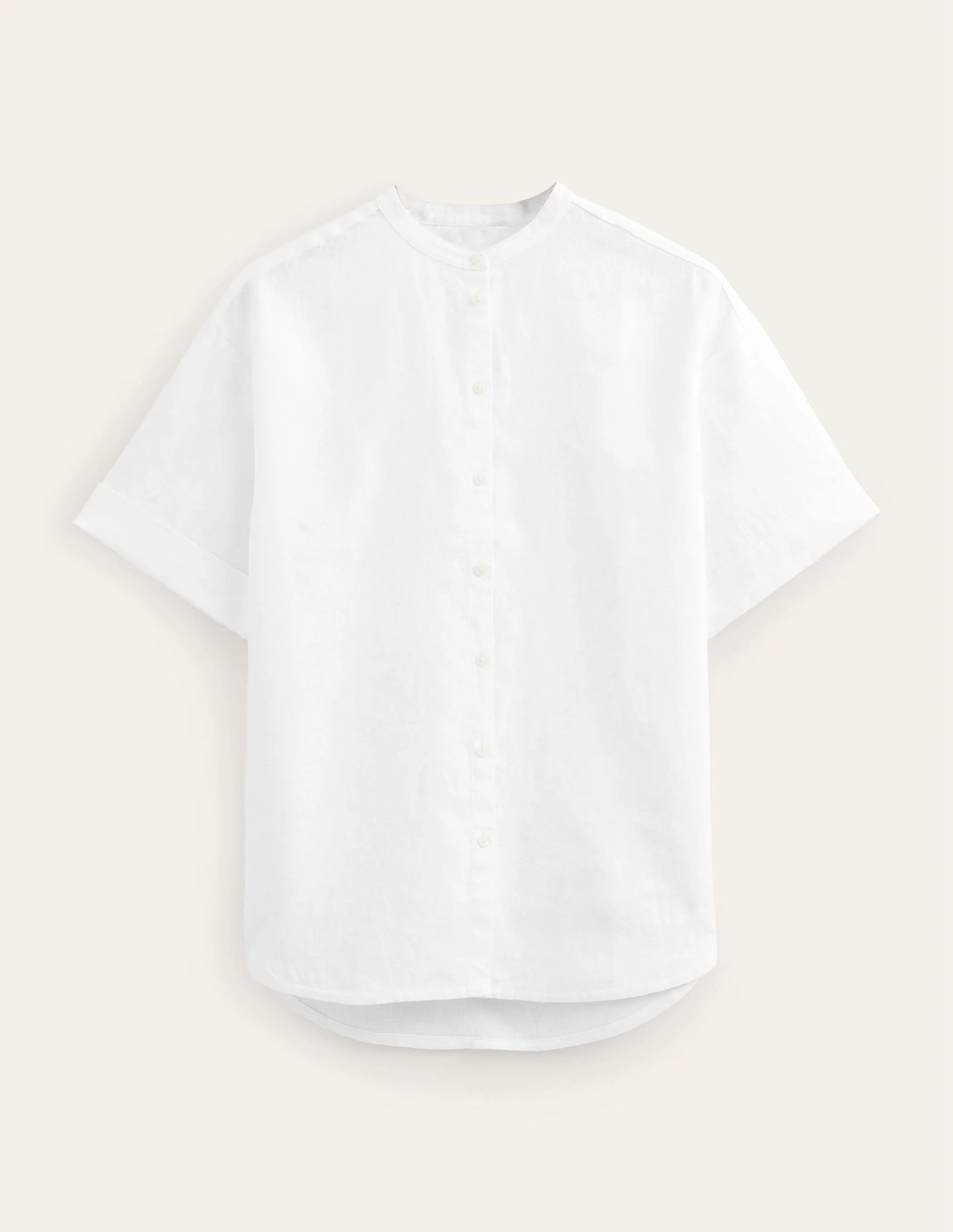 Kimono Sleeve Linen Shirt-White - Image 6