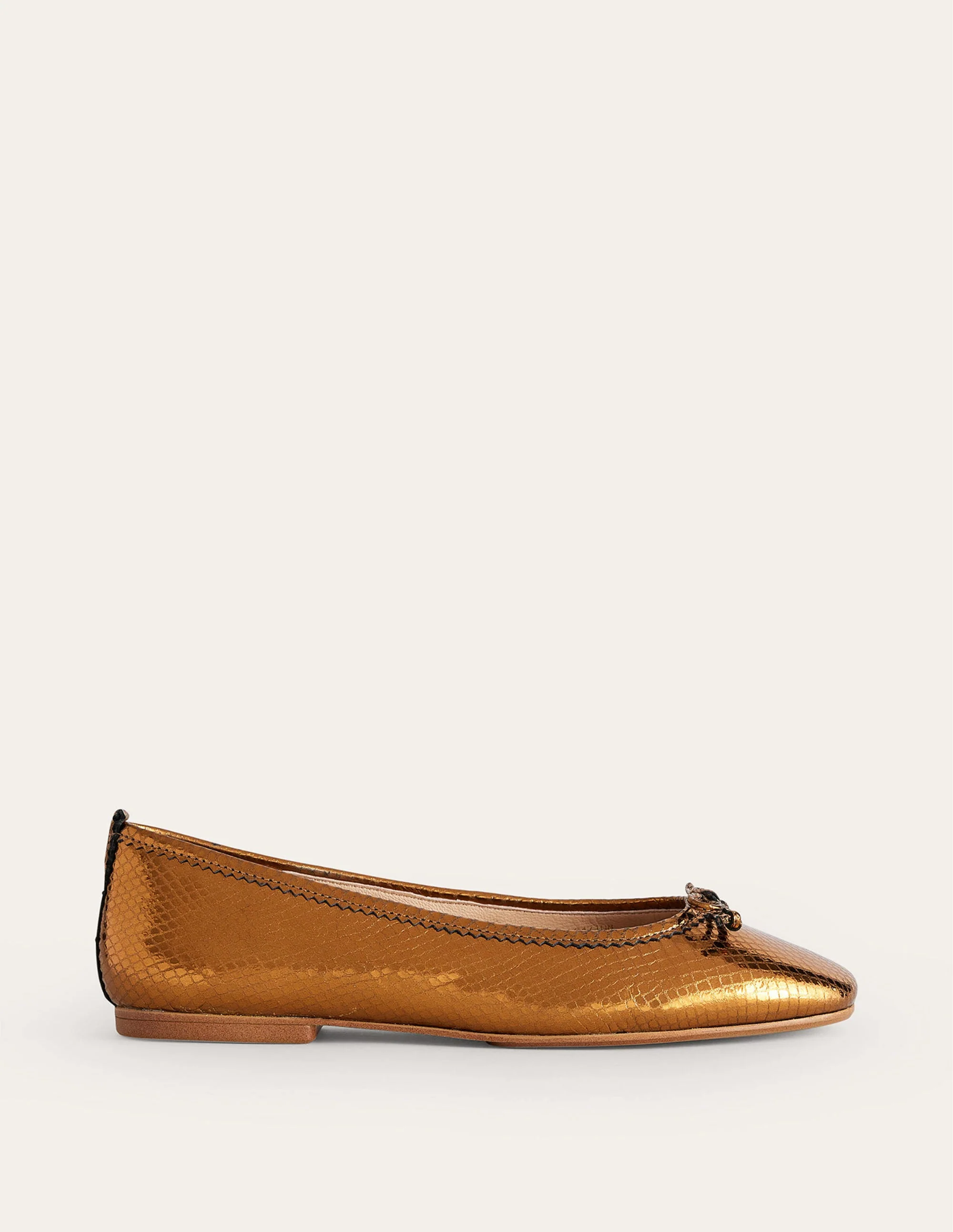 Kitty Flexi Sole Ballet Flats-Bronze Metallic Snake - Image 2