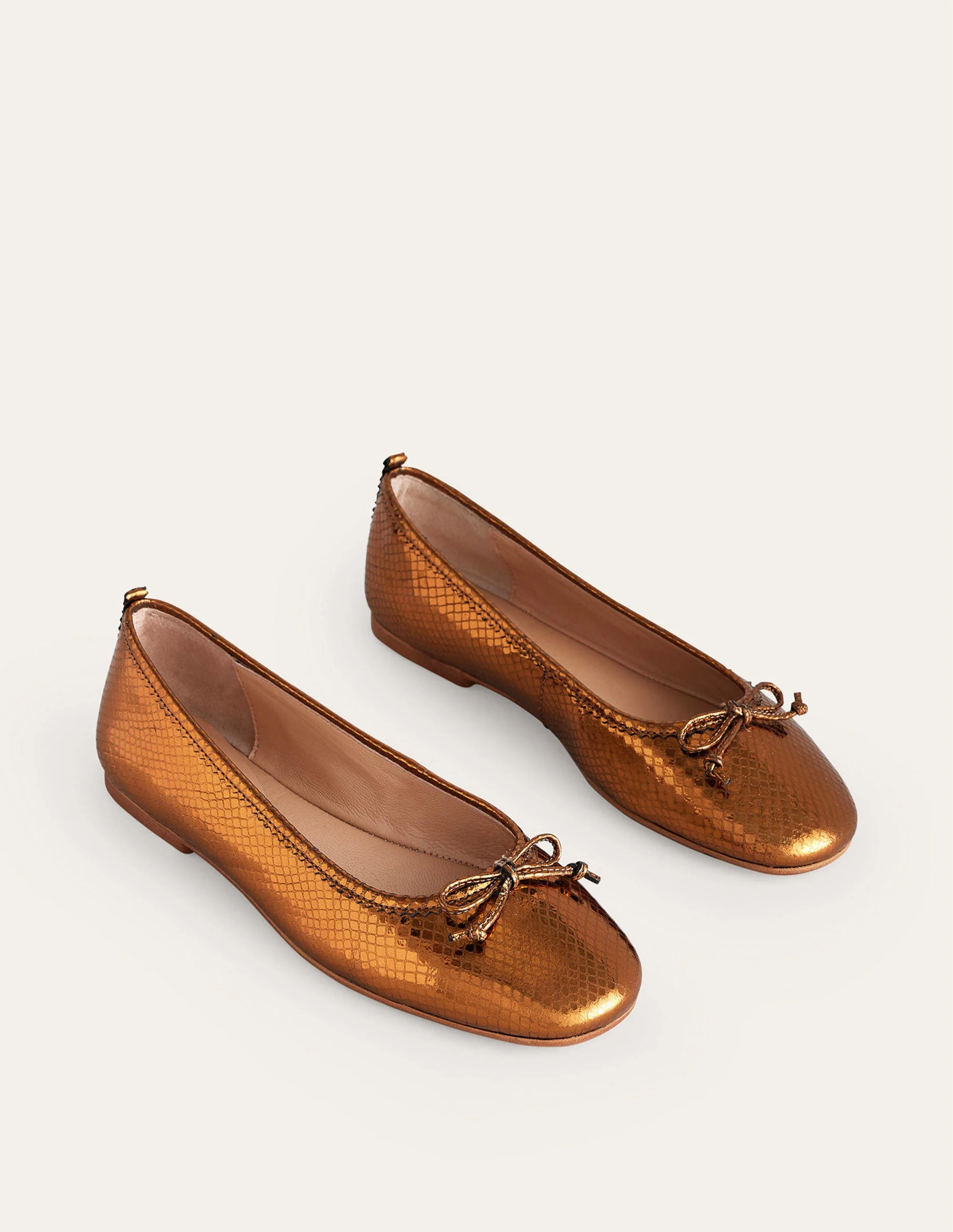 Kitty Flexi Sole Ballet Flats-Bronze Metallic Snake - Image 3