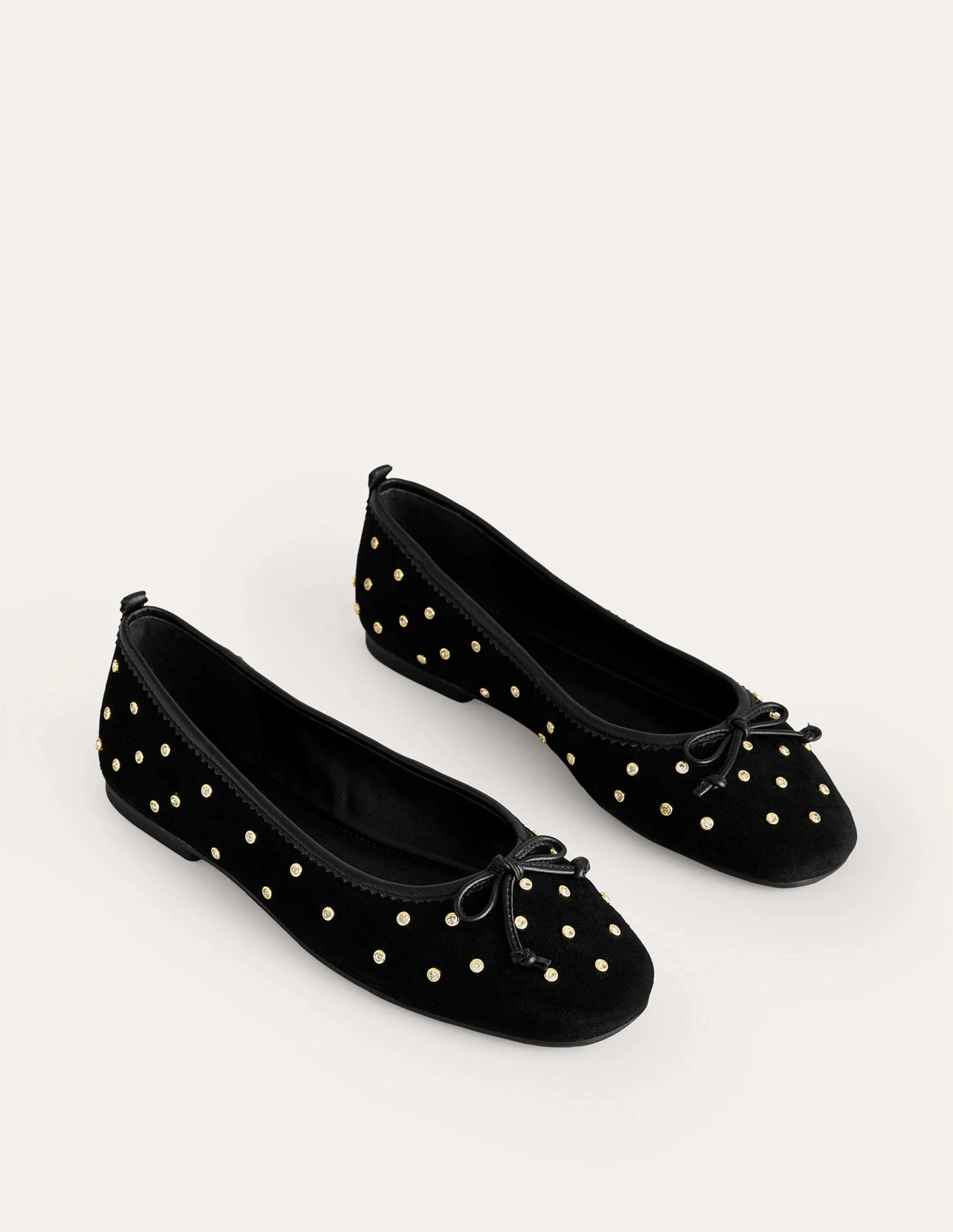Kitty Flexi Sole Ballet Flats-Crystal Black Suede - Image 3