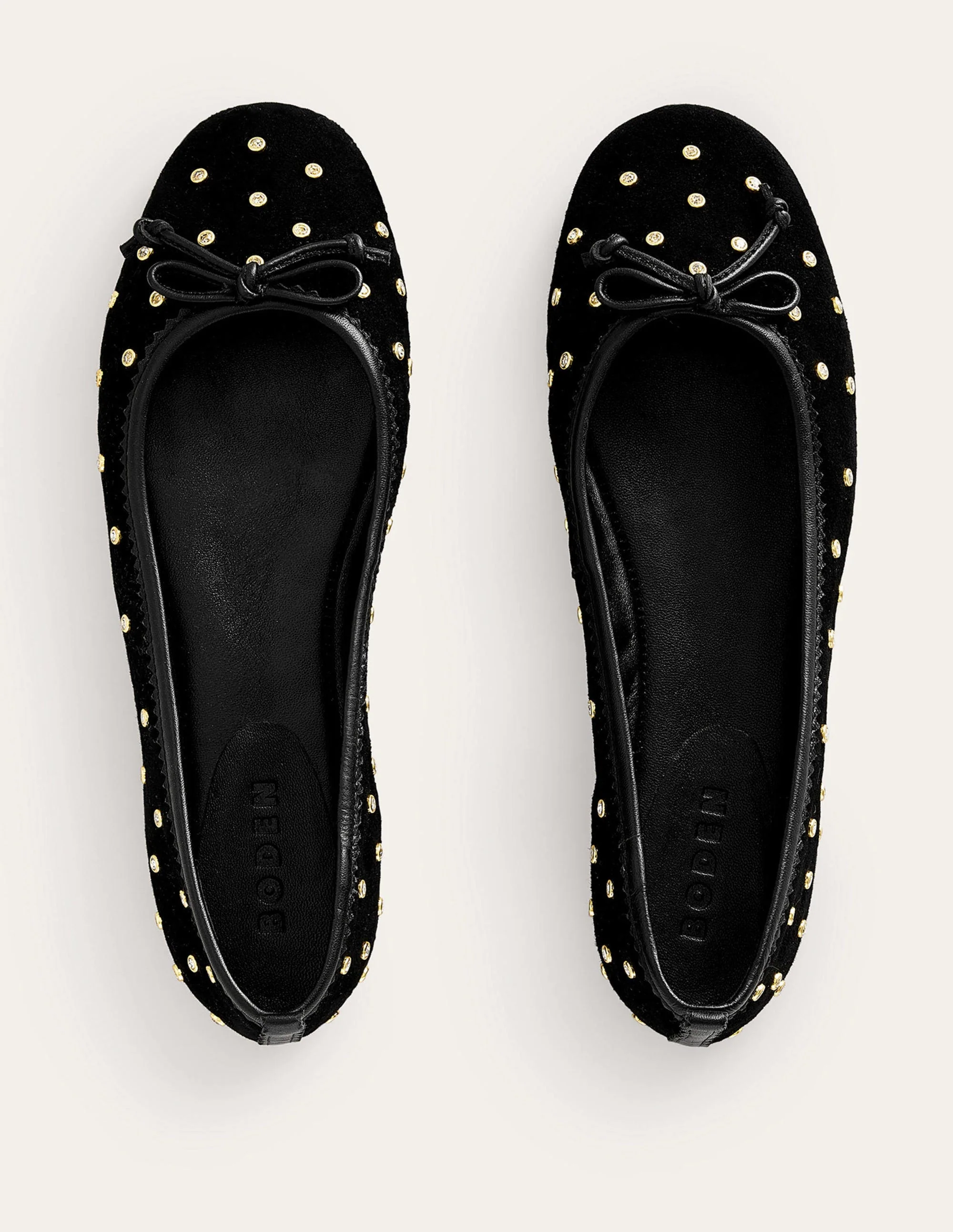 Kitty Flexi Sole Ballet Flats-Crystal Black Suede - Image 5
