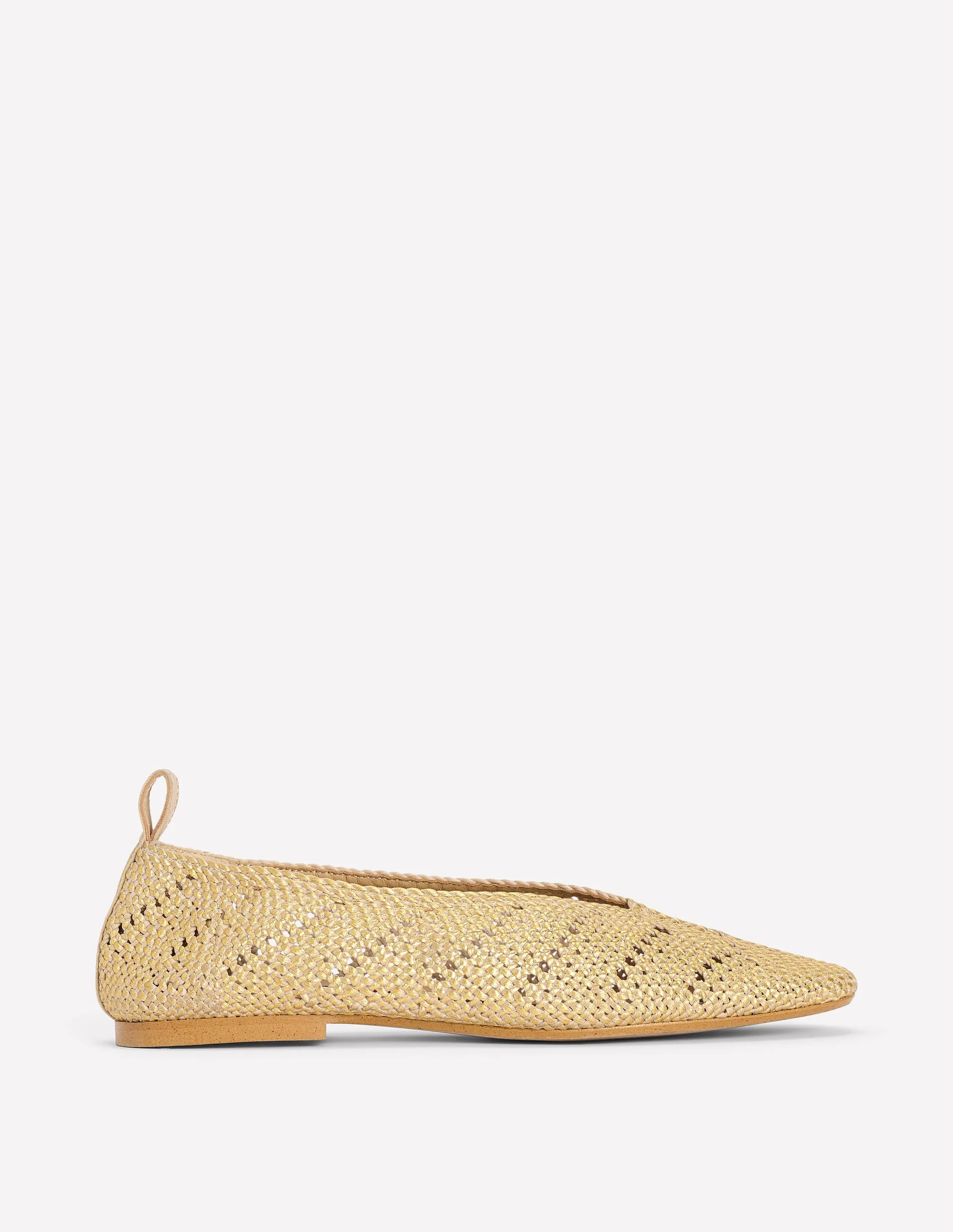 Knitted Ballet Flats-Gold Metallic - Image 2
