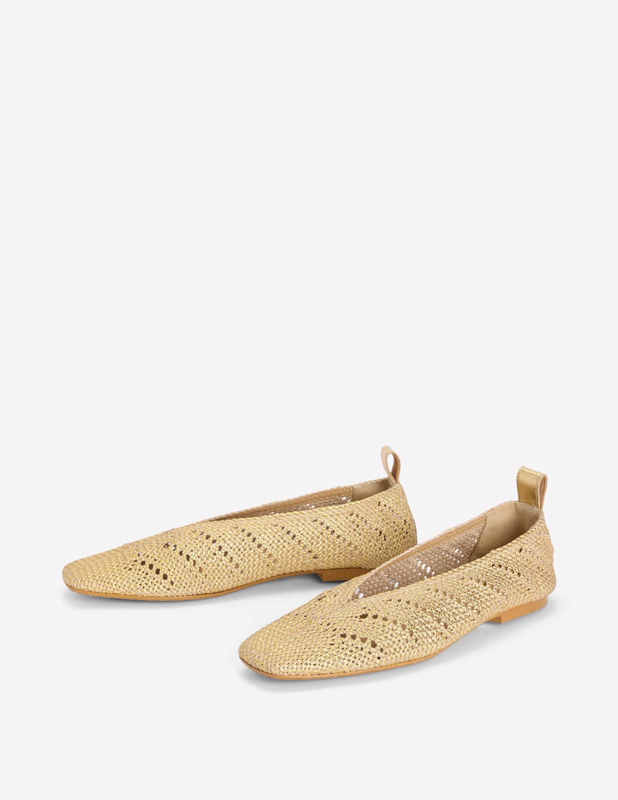Knitted Ballet Flats-Gold Metallic - Image 3