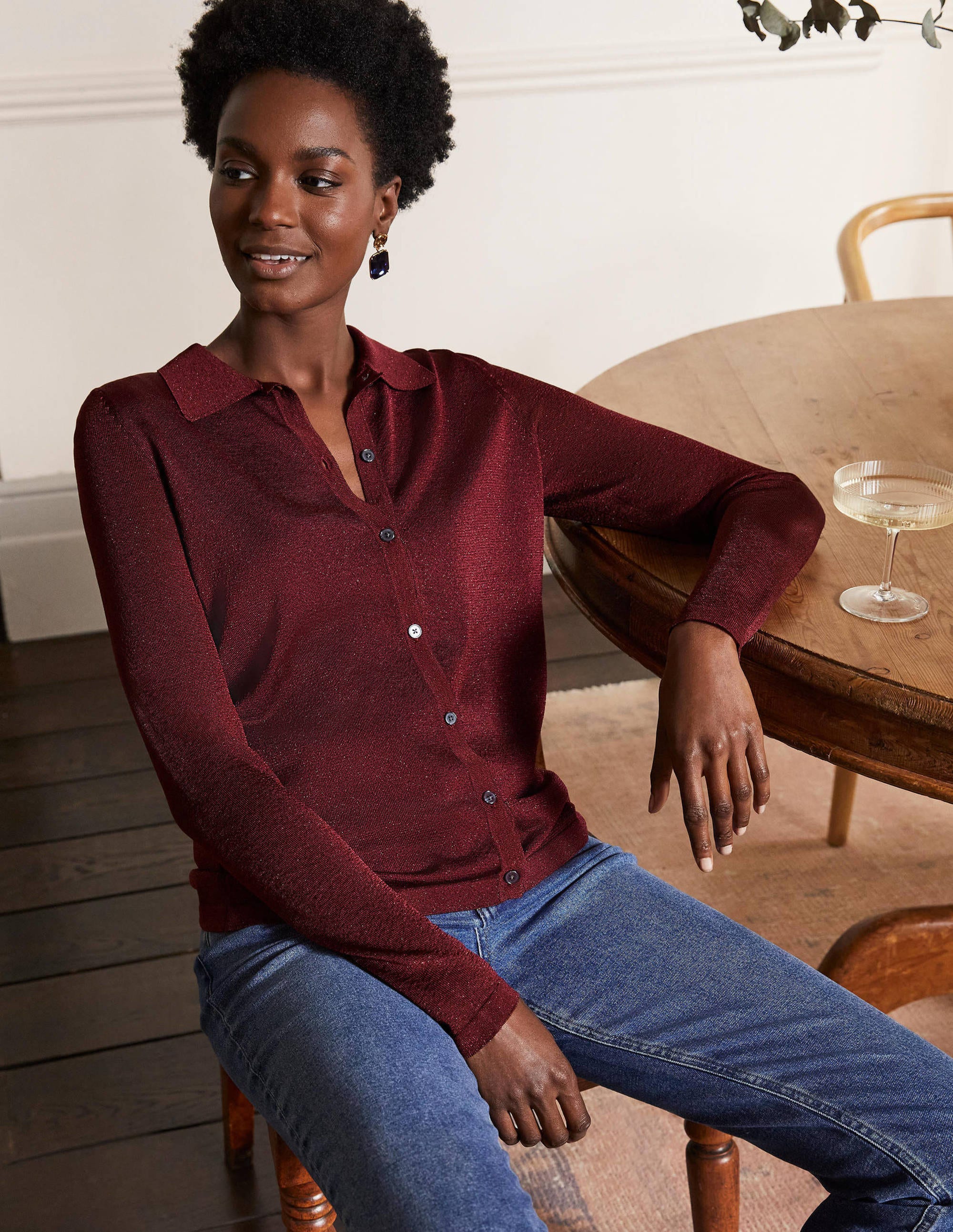 Knitted Sparkle Shirt-Pom Pom Metallic