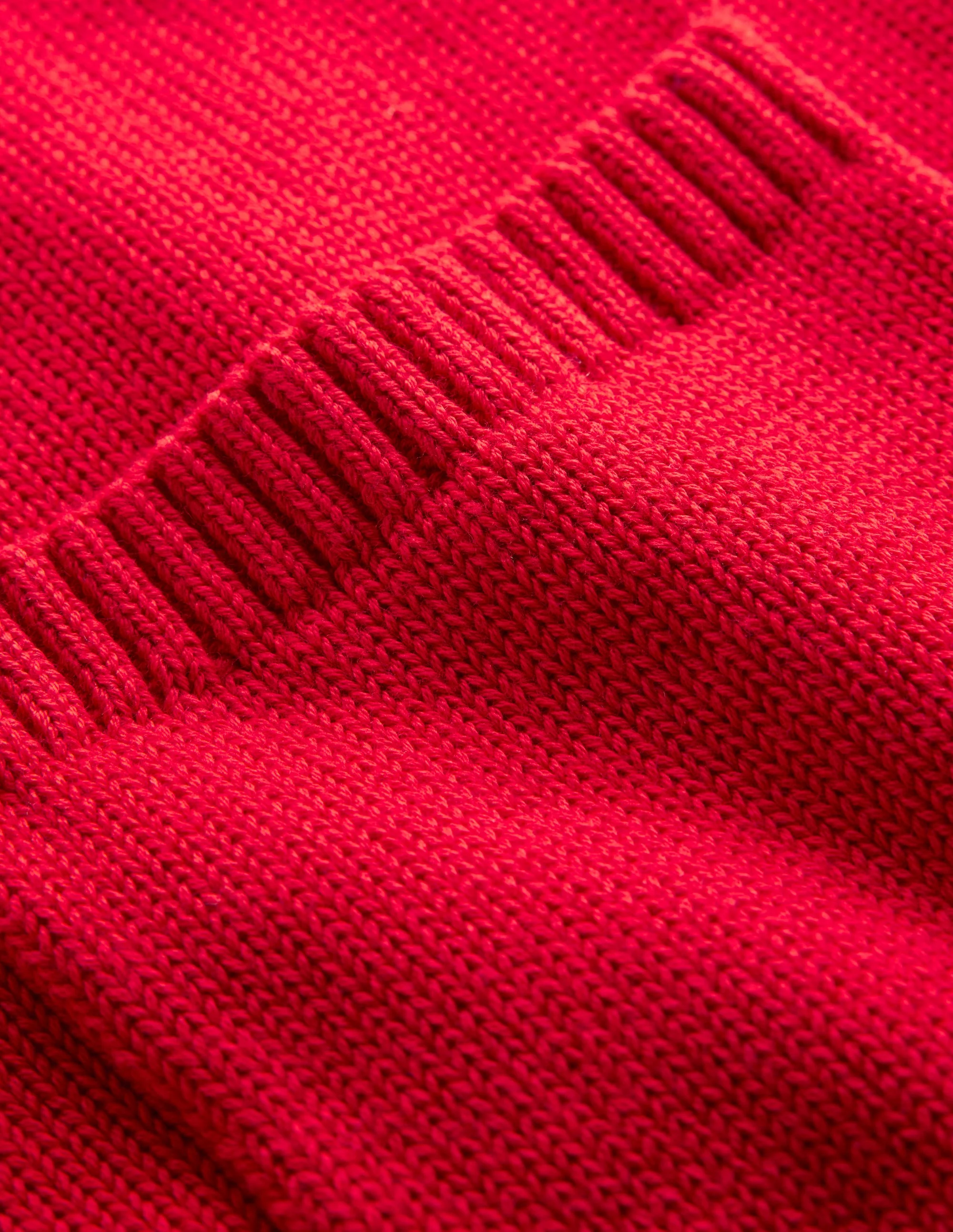 Knitted Zip-up Cardigan-Post Box Red, Ivory Stripe - Image 7