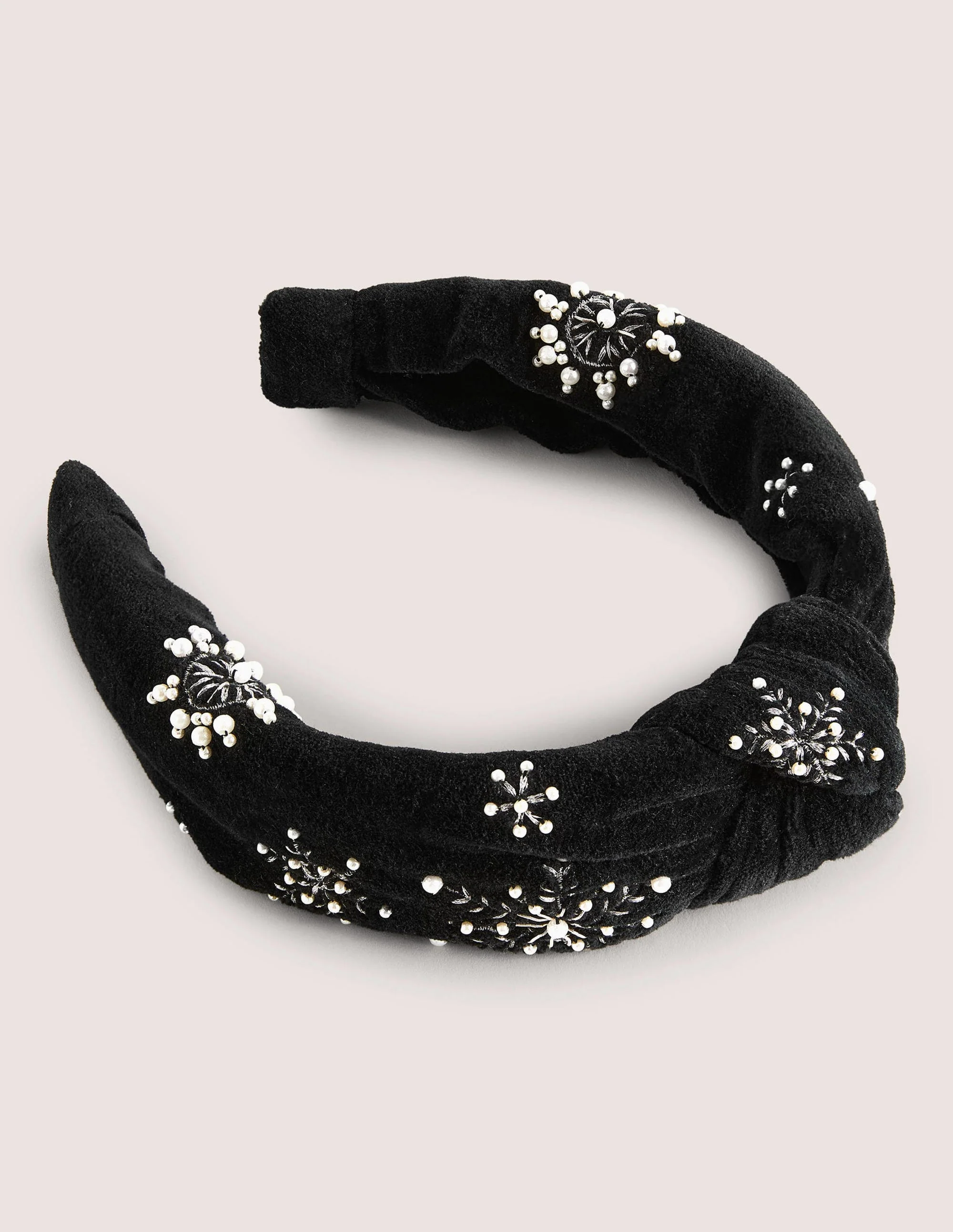 Knotted Embellished Headband-Black Pearl Snowflake - Image 2