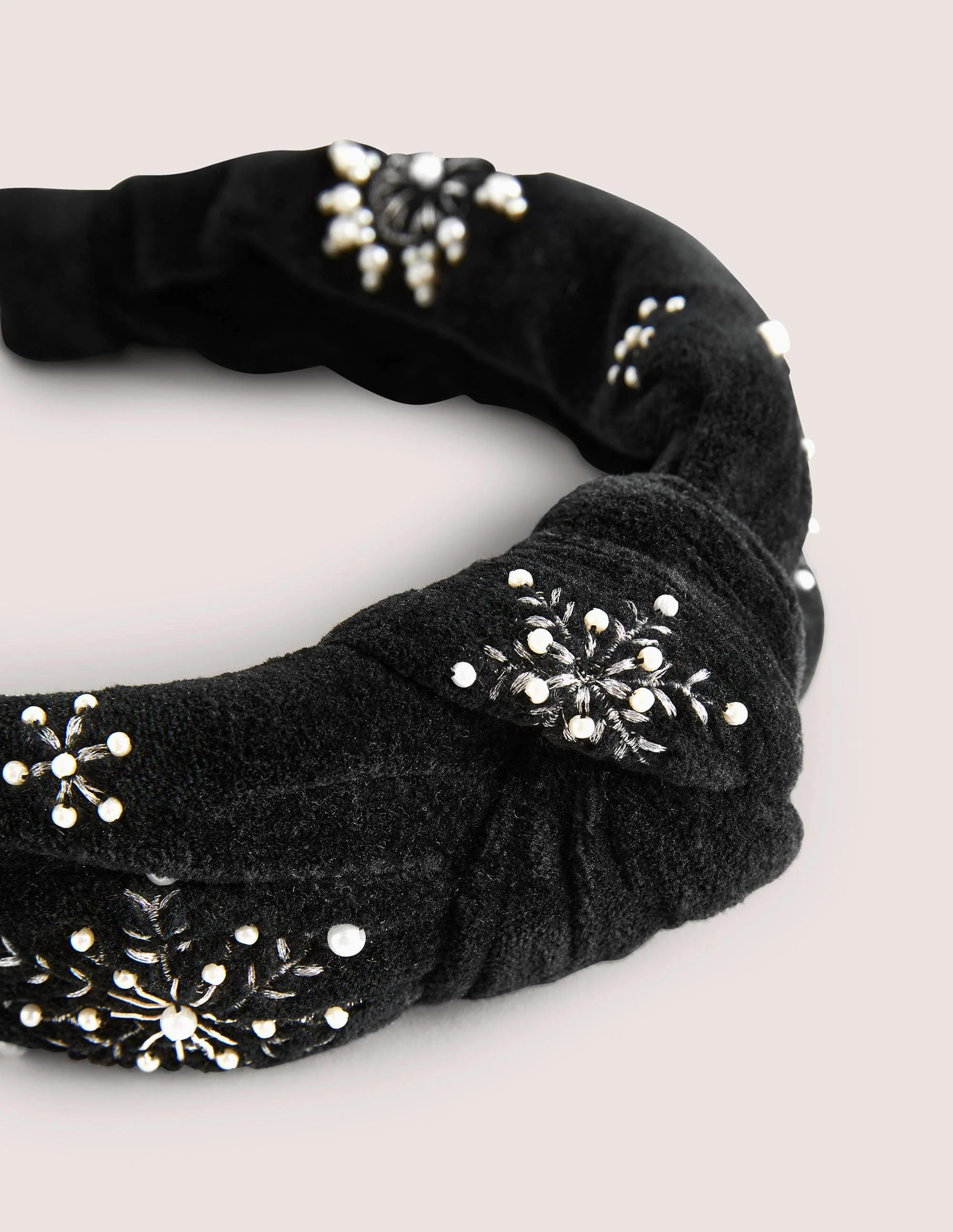 Knotted Embellished Headband-Black Pearl Snowflake - Image 3