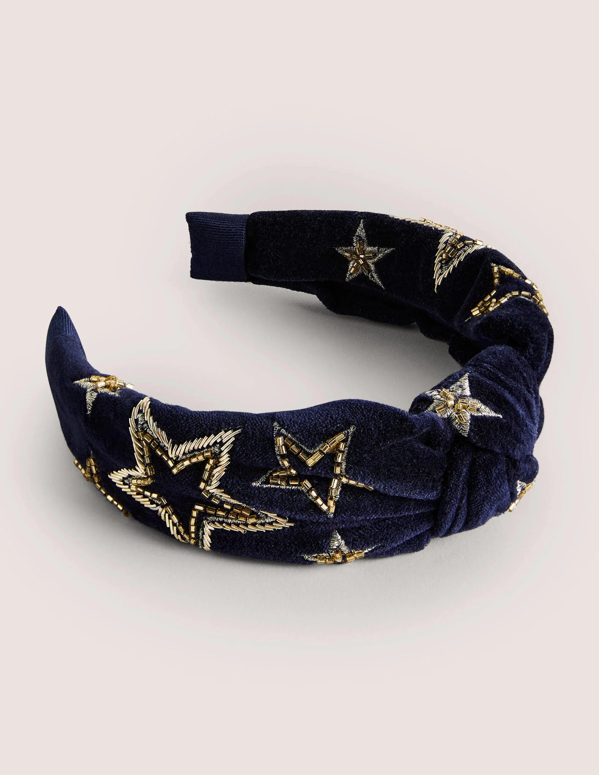 Knotted Embellished Headband-Navy Gold Star - Image 2