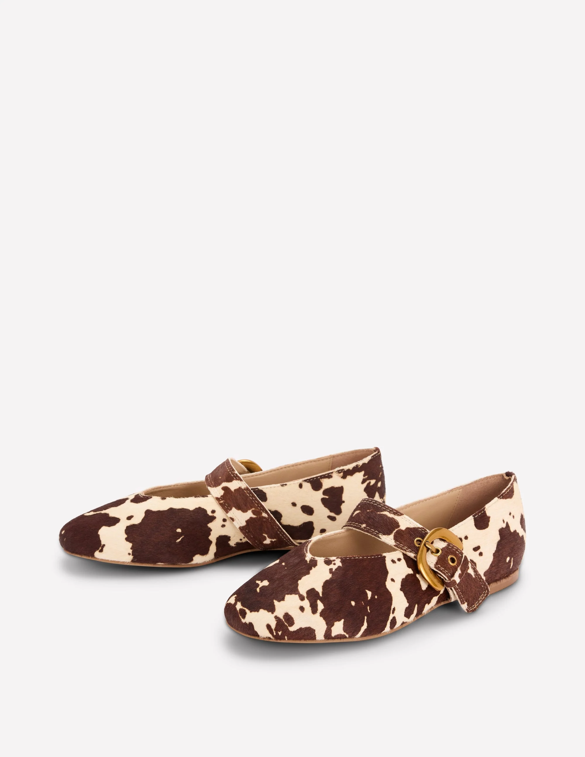 Kylie Flat Buckle Mary Janes-Brown/Ivory - Image 3