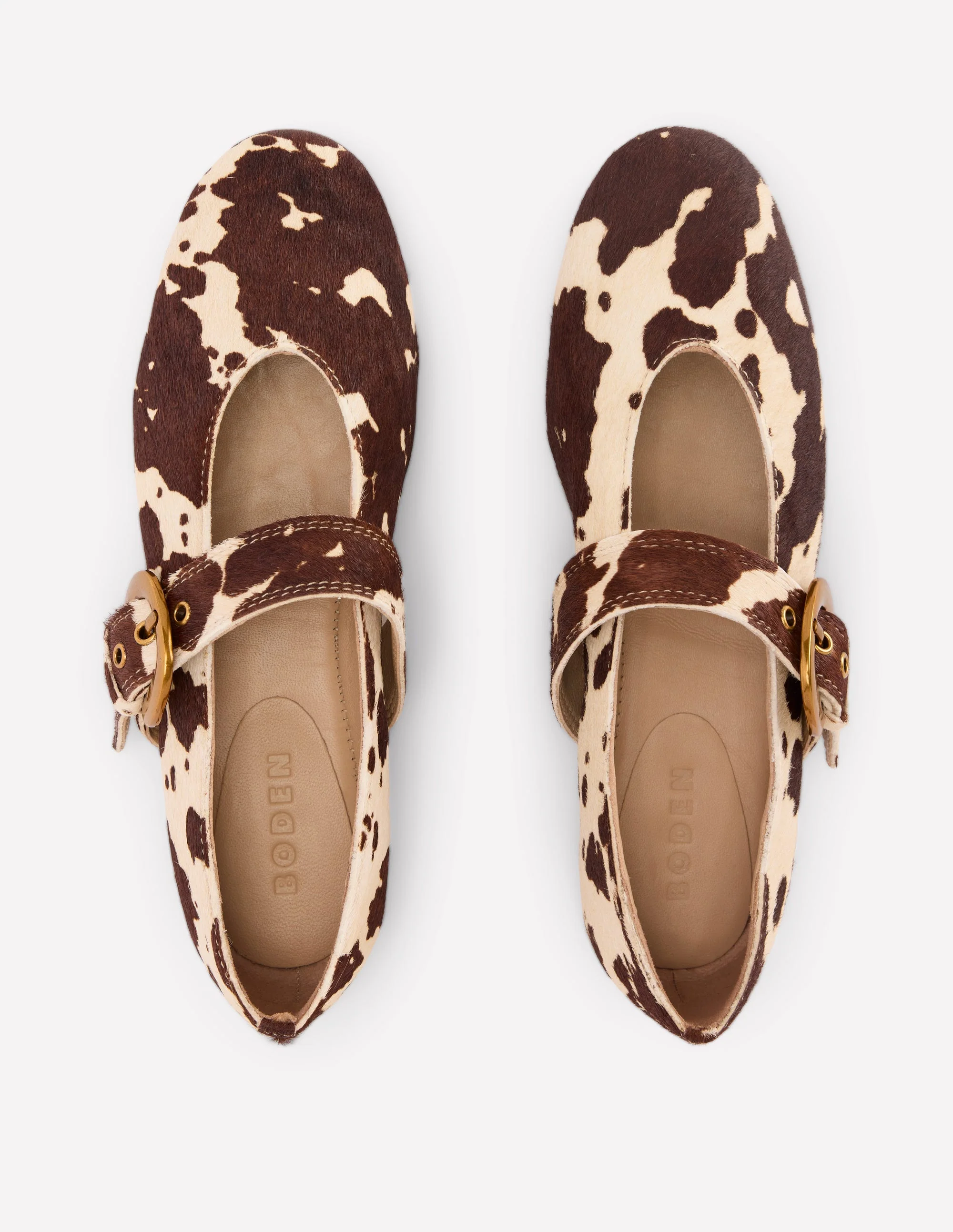 Kylie Flat Buckle Mary Janes-Brown/Ivory - Image 5
