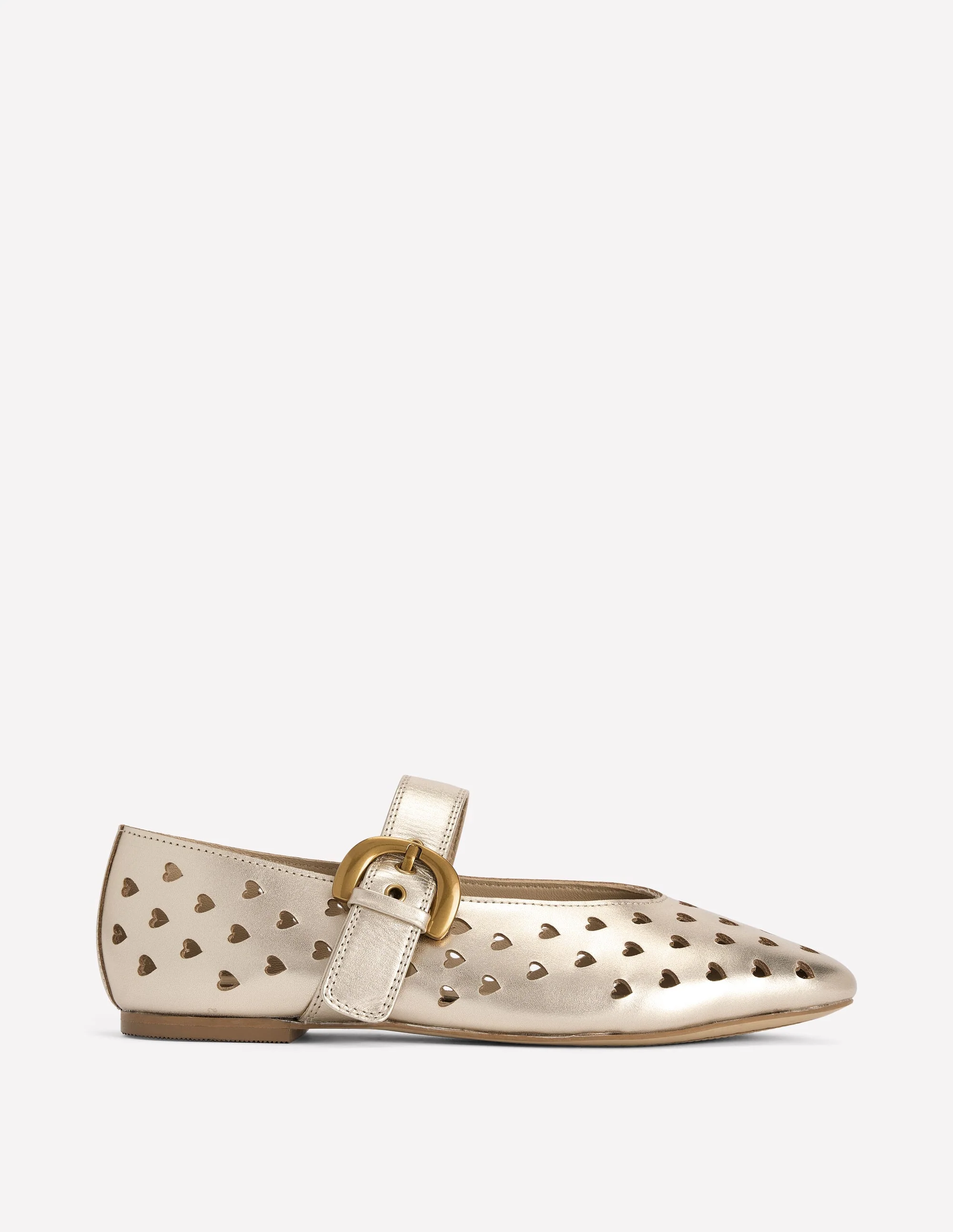 Kylie Flat Buckle Mary Janes-Gold