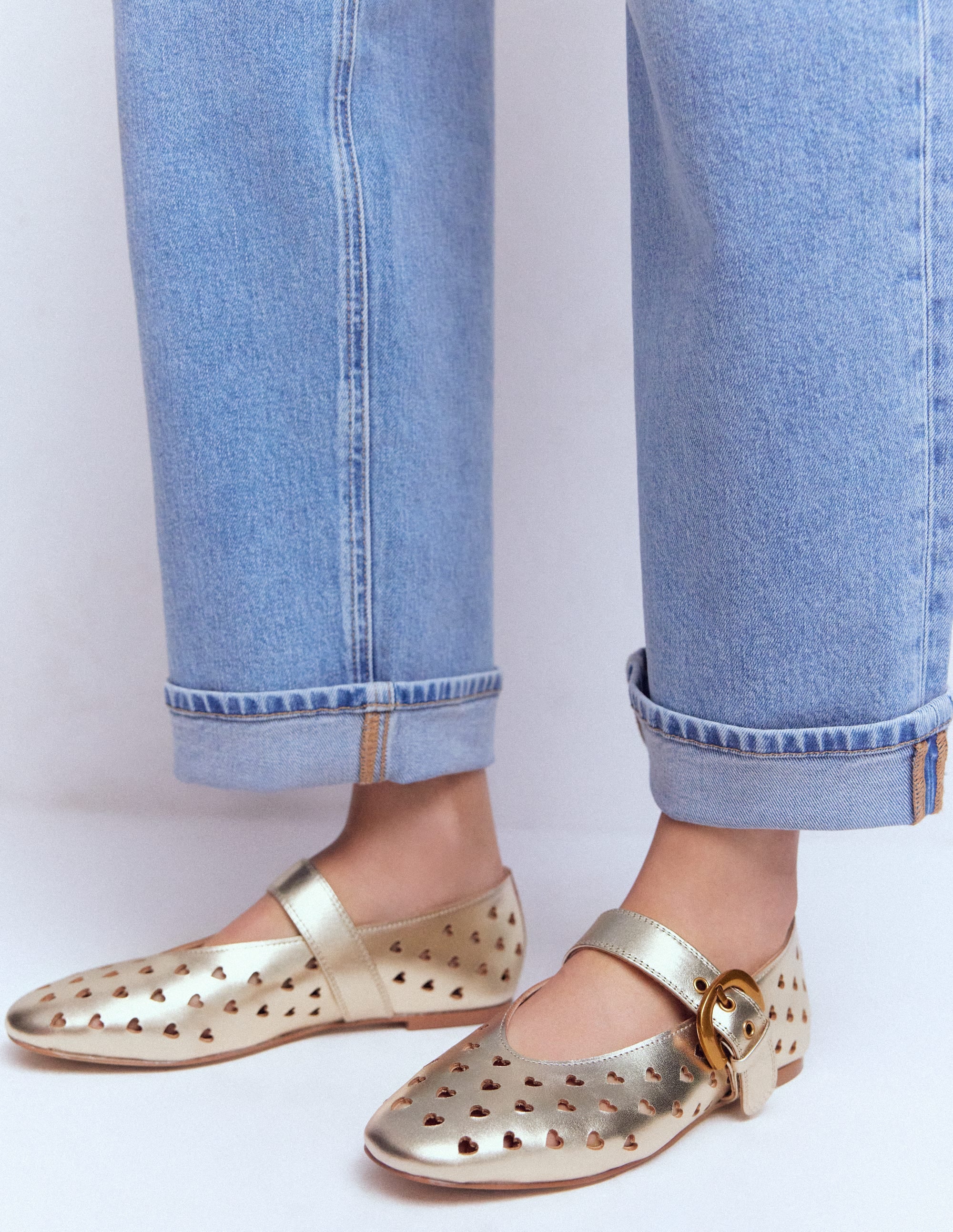 Kylie Flat Buckle Mary Janes-Gold - Image 2