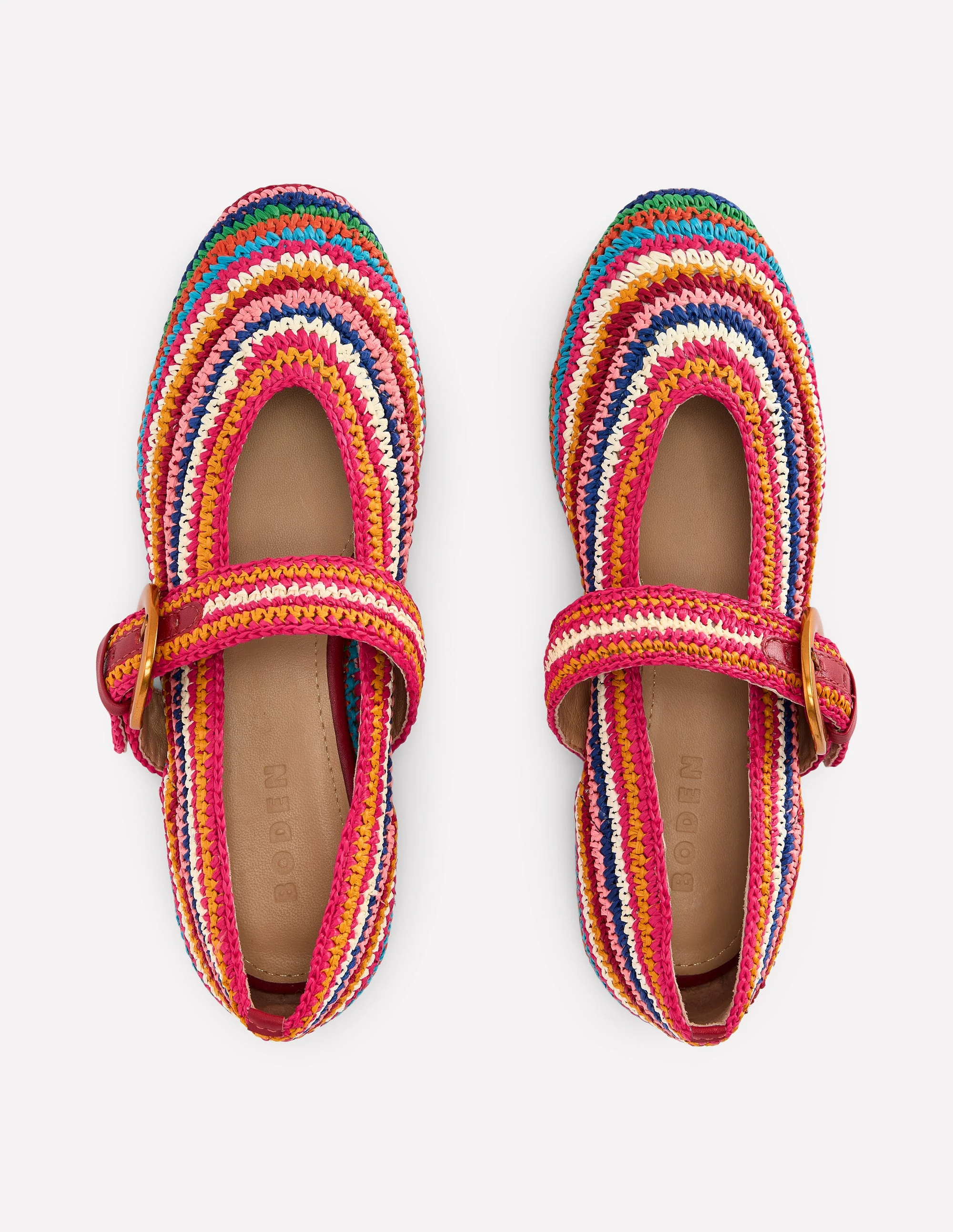 Kylie Flat Buckle Mary Janes-Multi Raffia - Image 6