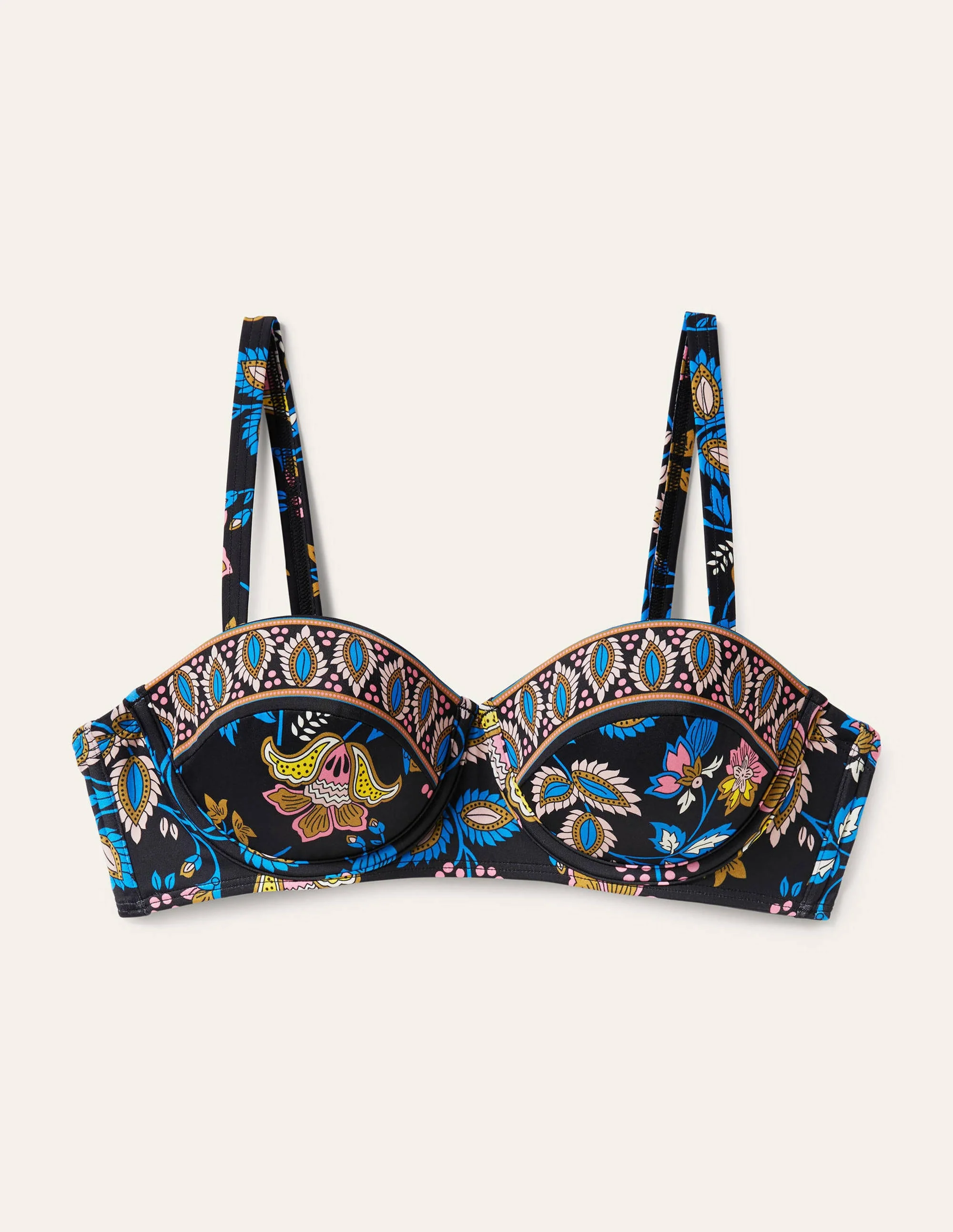 Kythira Cup-size Bikini Top-Black, Summer Chintz - Image 7