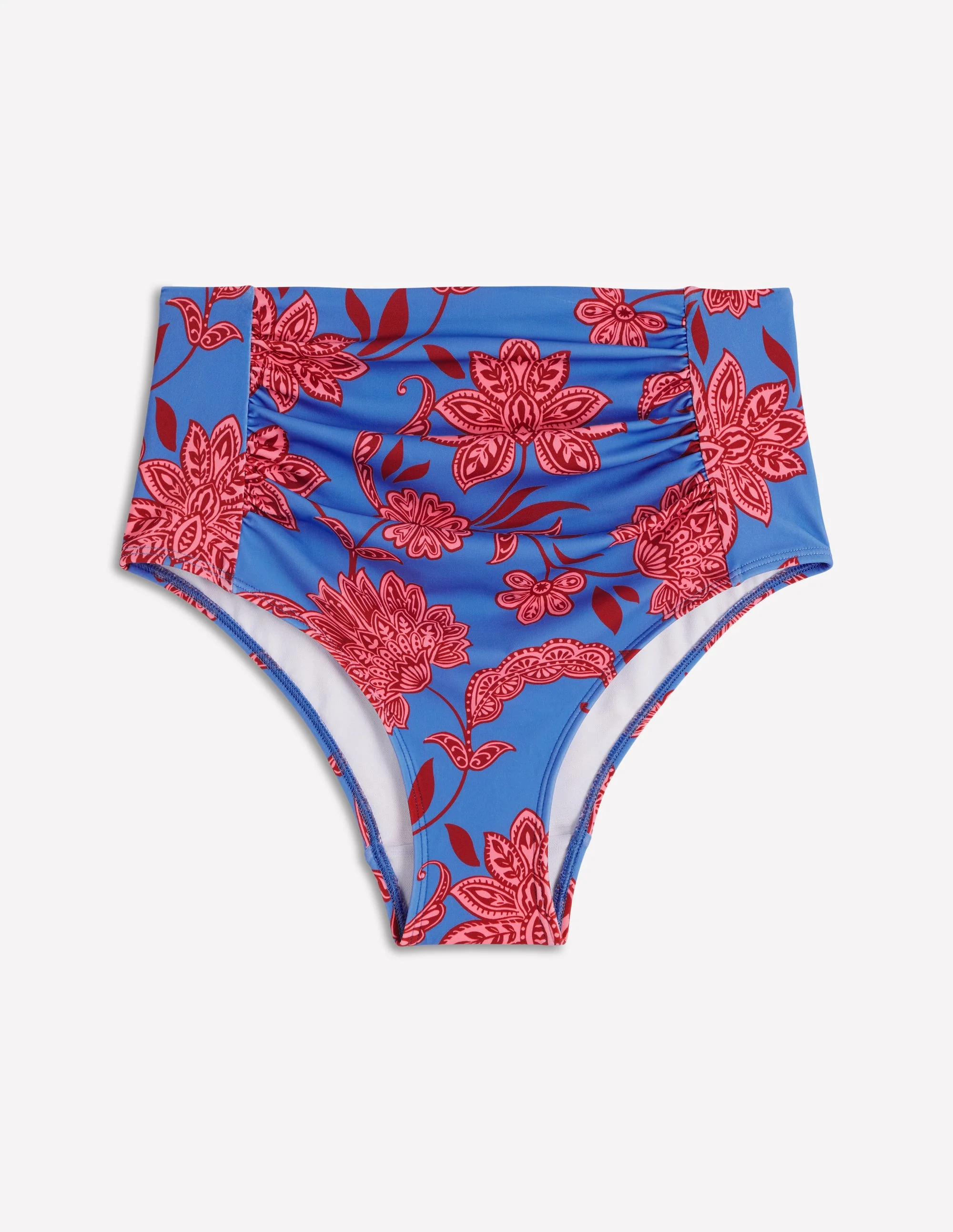 Kythira Ruched Bikini Bottoms-Blue, Elegant Blossom - Image 5