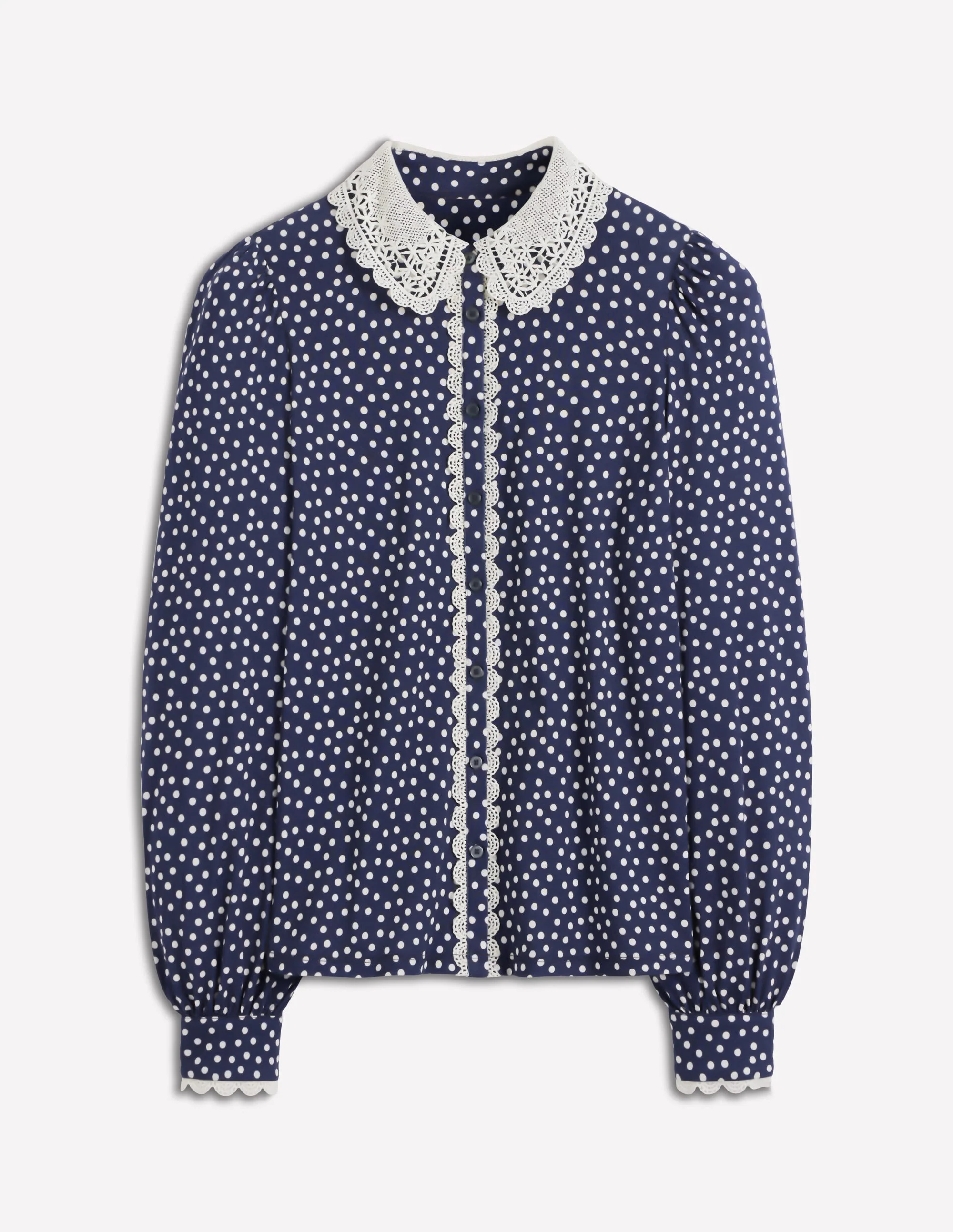 Lace Collar Blouse-Navy - Image 6