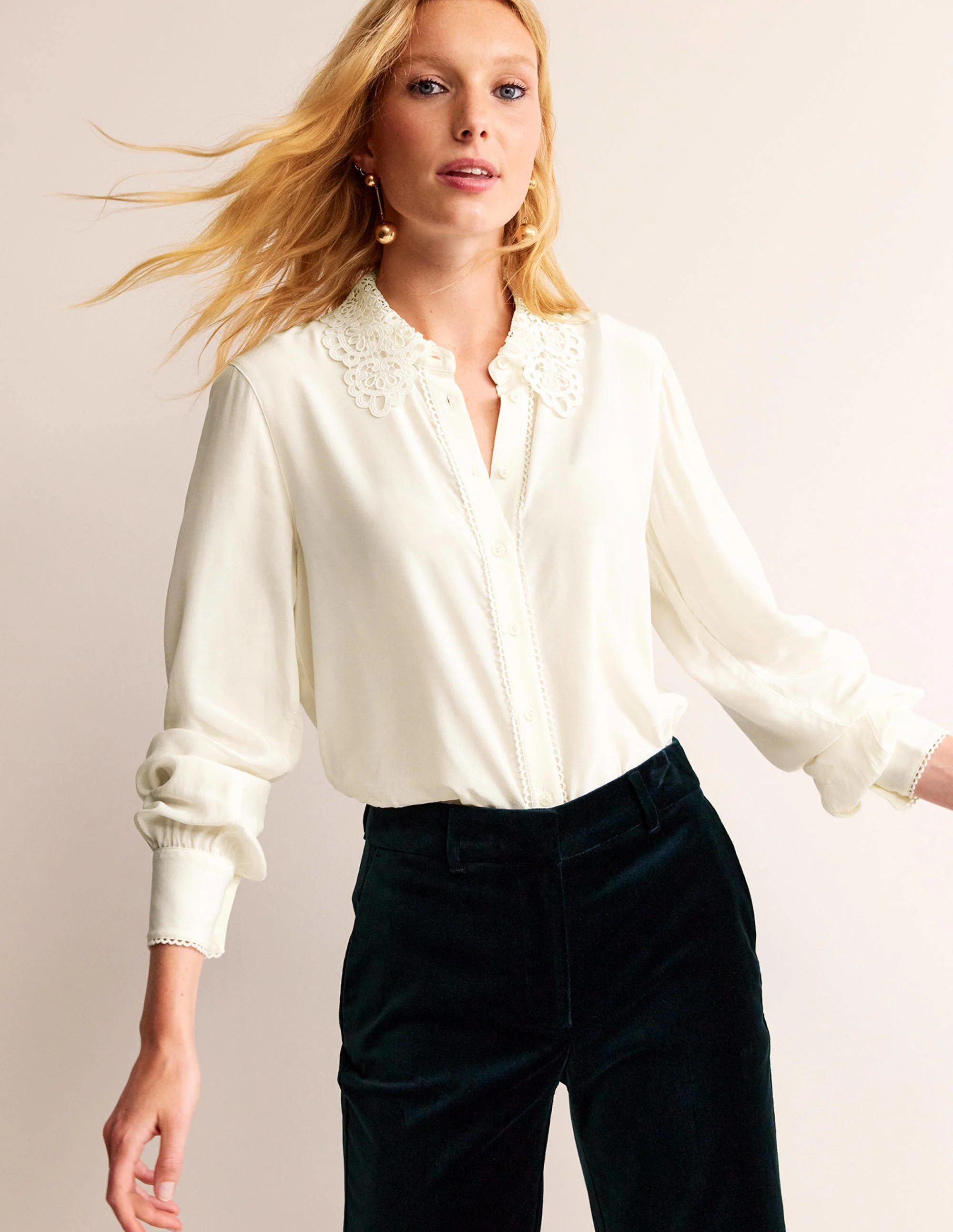 Lace-Collar Shirt-Ivory - Image 4